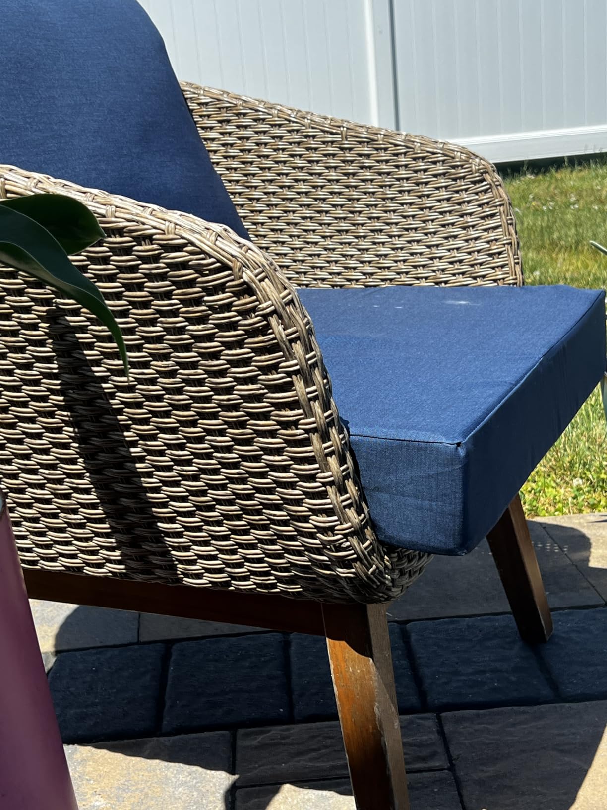 Arden Outdoor Loveseat Cushion Set, 48 x 24, Rain-Proof, Fade Resistant, Cushion Set for Couch, Bench, and Swing Sapphire Blue Leala customer photo 1
