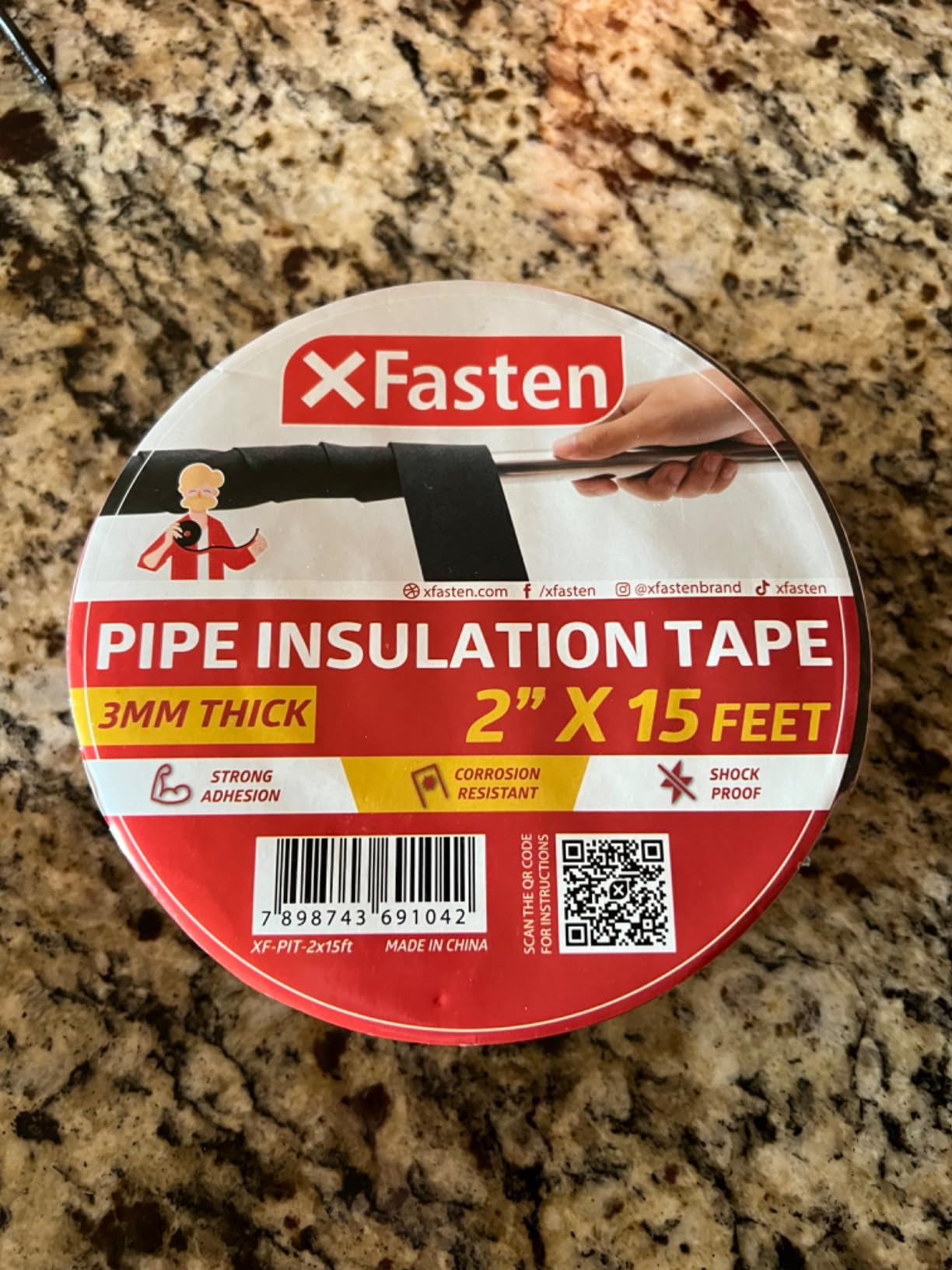 XFasten Foam Pipe Insulation Tape 2 Inch x 15 Feet Heavy-Duty AC Line Insulation Outdoor Pipe Wrap Tape AC Pipe Insulation Outdoor Pipe Insulation Wrap Tape HVAC Line Insulation Pipe Wrap Around Tape customer photo 2