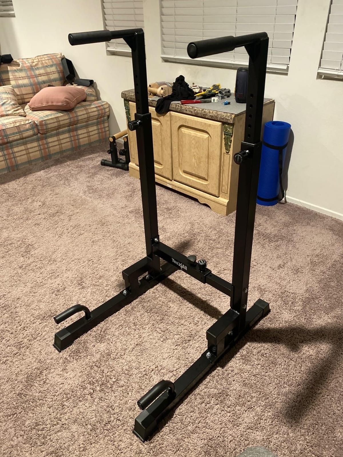 Yes4All Dip Stand 500 LBS Capacity, 80 Levels Adjustable Dip Bars, Dip Station Machine for Home Gym customer photo 2