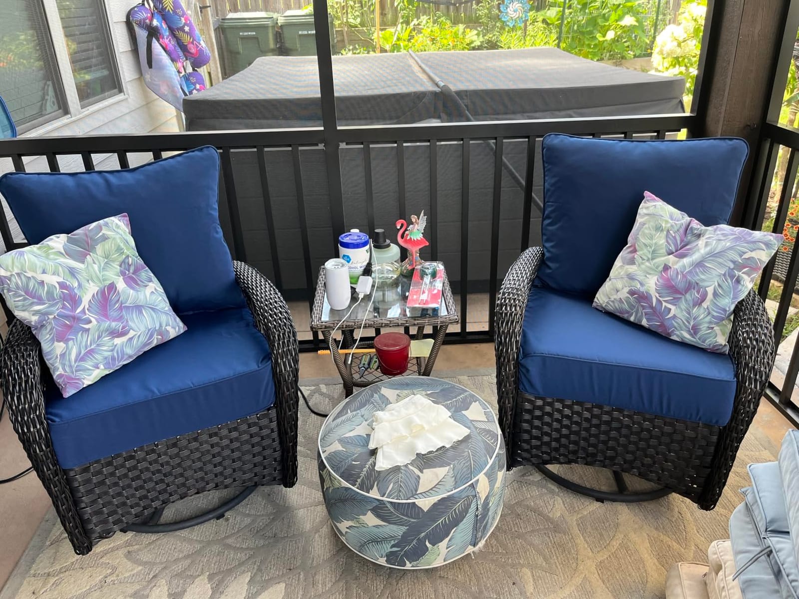 Outsunny Outdoor Chair Cushions Set of 4 Fade Resistant 24x24 in Navy Blue customer photo 2