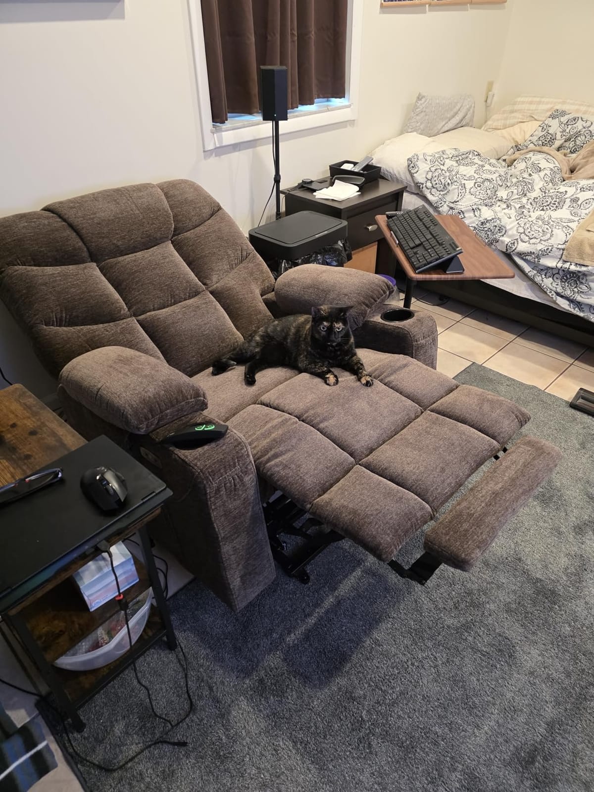MCombo Oversized Power Lift Recliner Chair with Extended Footrest, Extra Wide for Big and Tall Elderly People, Fabric R7289 (Brown, Medium-Wide) customer photo 1
