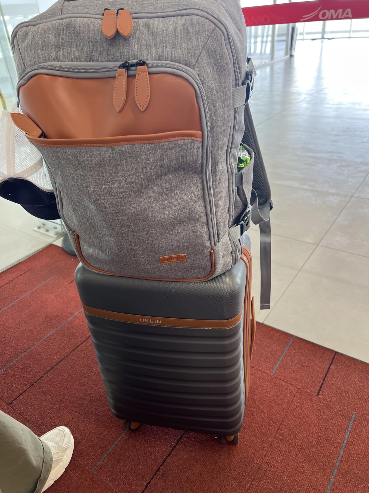 UKEIN Luggage Sets 3 Piece, Carry On Luggage 20In With Spinner Wheels, PC Hardside Suitcase Set with TSA Lock, Durable Carry On Suitcase With Travel Backpack for Men (Beige, 3 piece set) customer photo 2
