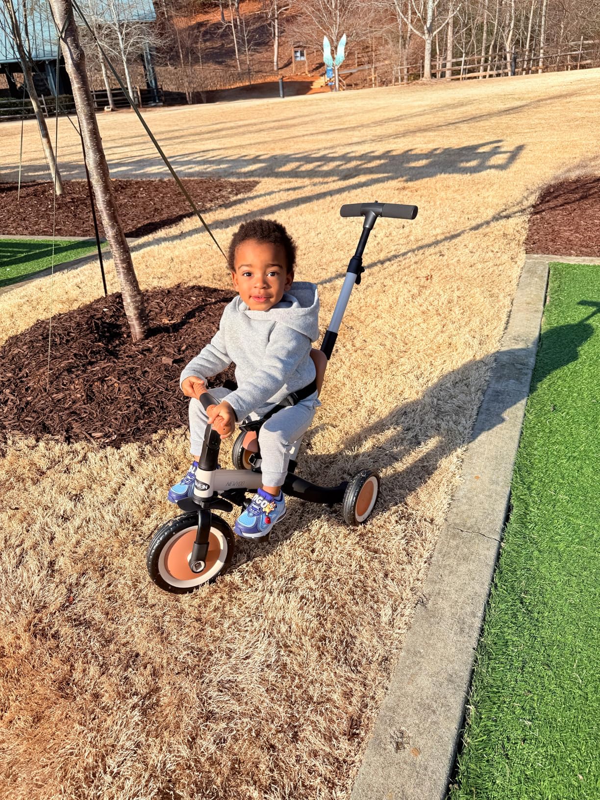 newyoo TR007 5-in-1 Tricycle for Toddlers 1-3, Toddler Bike, Birthday Gift, Toddler Trike with Push Handle Lets Parents Steer and Converts to Balance Bike, Fun Outdoor Toy for Boys and Girls, Khaki customer photo 2