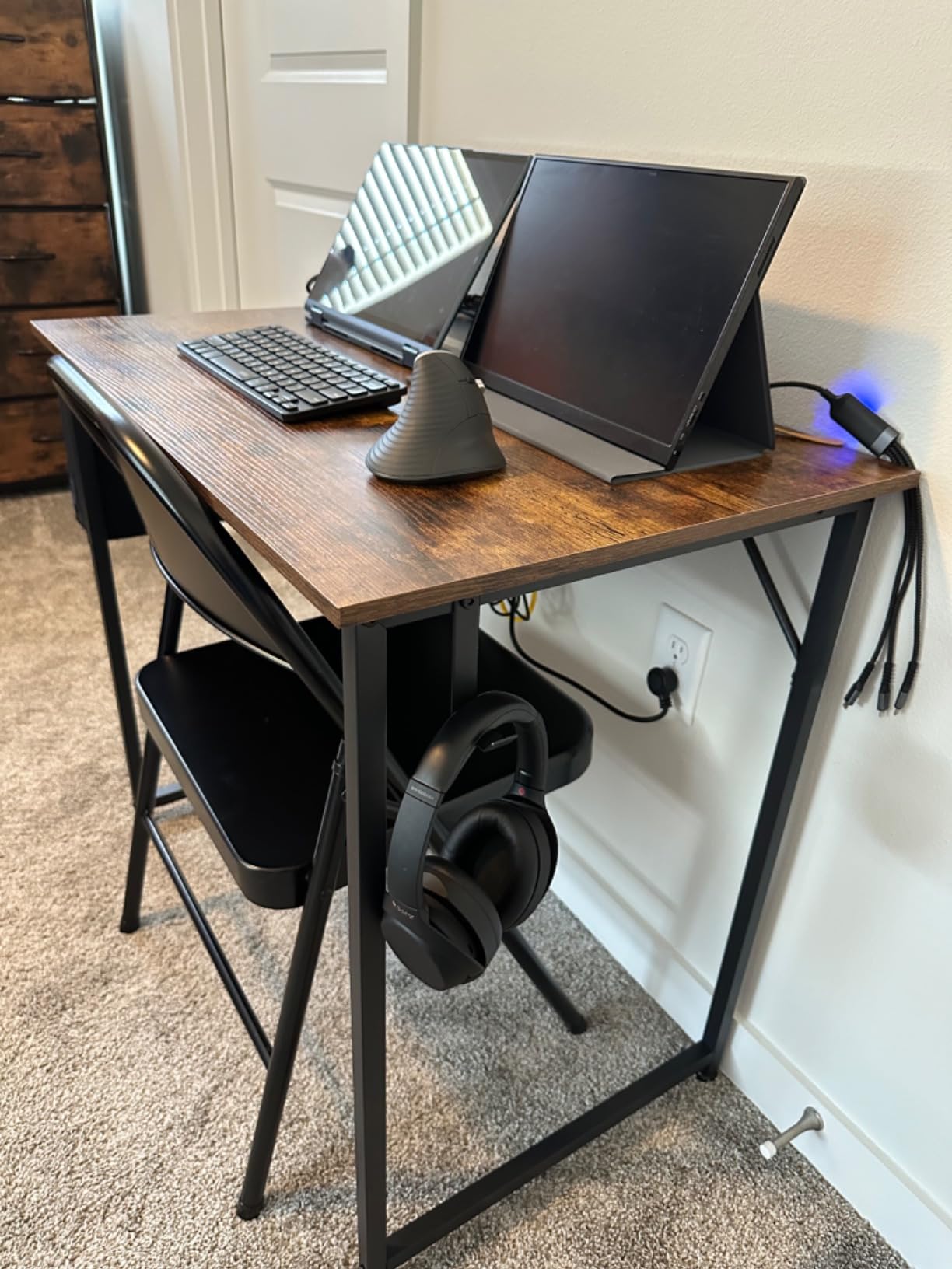 DLisiting Small Desk with Drawers for Bedroom, 32 Inch Kids Desk with 2 Fabric Drawers for Small Space, Study Writing Table PC Desks, Black customer photo 1