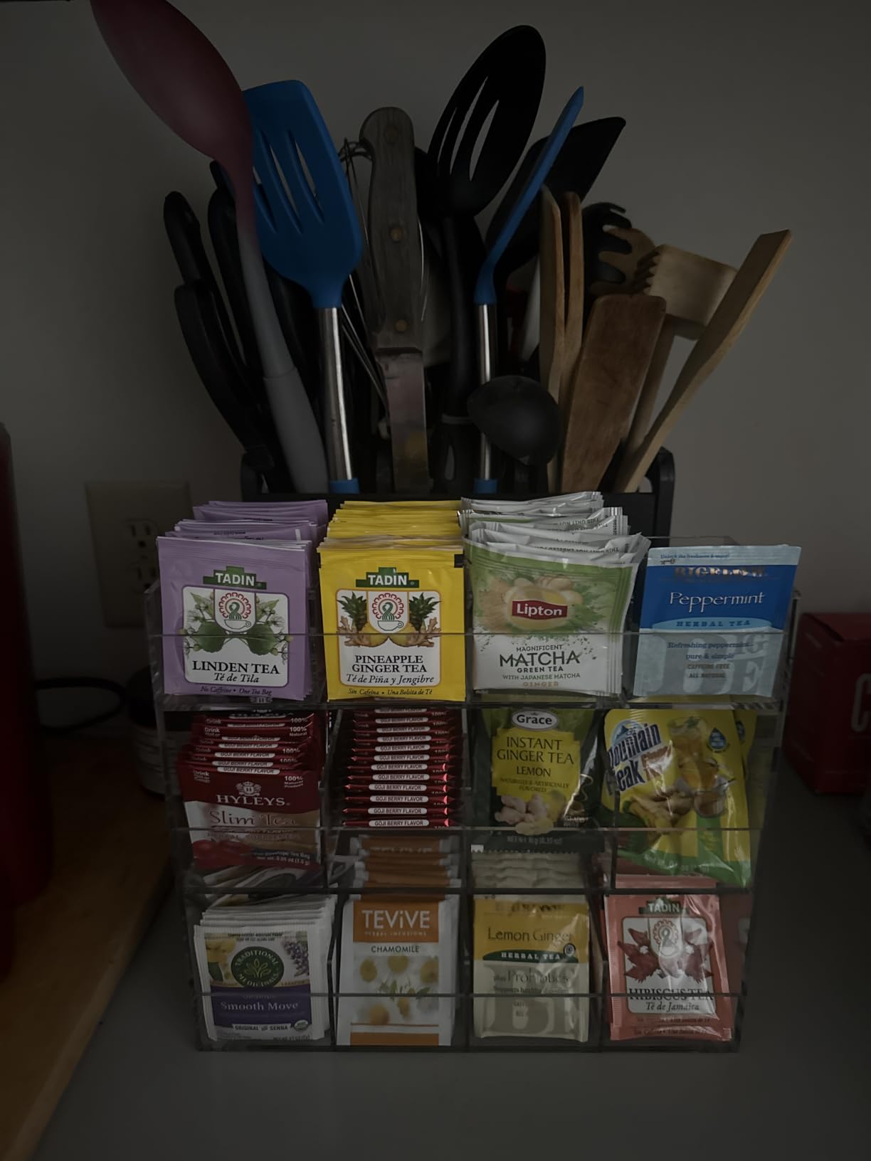 BEYGORM Acrylic Tea Bag Organizer for 216 Tea Packets | No Assembly Required Display Holder for Countertop, Vertical Tea Bag Caddy for Cabinet, Tea bar Accessories, Teabags Storage customer photo 1