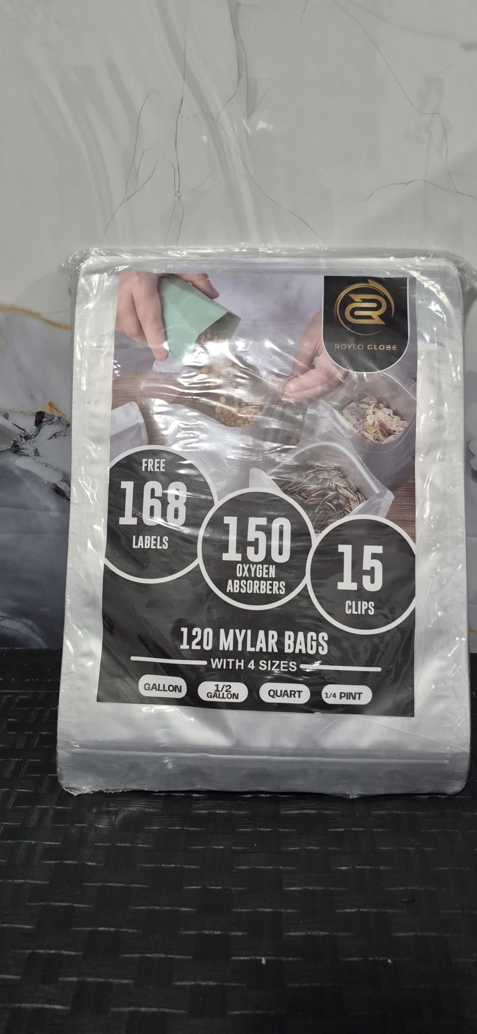 120 Mylar Bags with 150 Oxygen Absorbers-168 Labels & Stand-Up Reusable | 4 Sizes Airtight Smell Proof Resealable with 15 Clips-11 MIL Thick for Food Storage customer photo 2