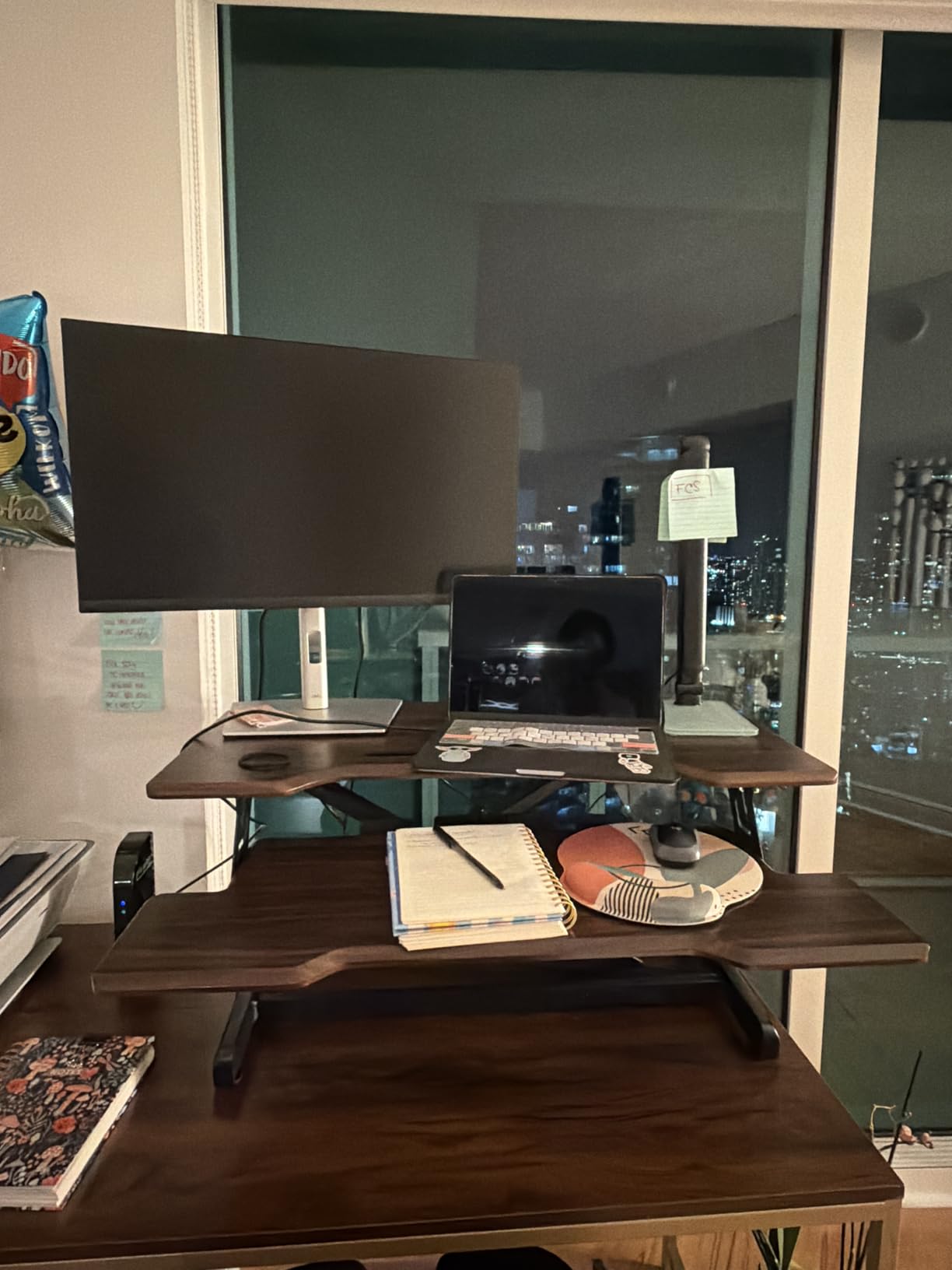 42 inch Standing Desk Converter, Height Adjustable Desktop Standing Desk with Keyboard Tray for Two Monitors, Sit to Stand up Desk Riser Computer Workstation for Home Office, Black customer photo 2