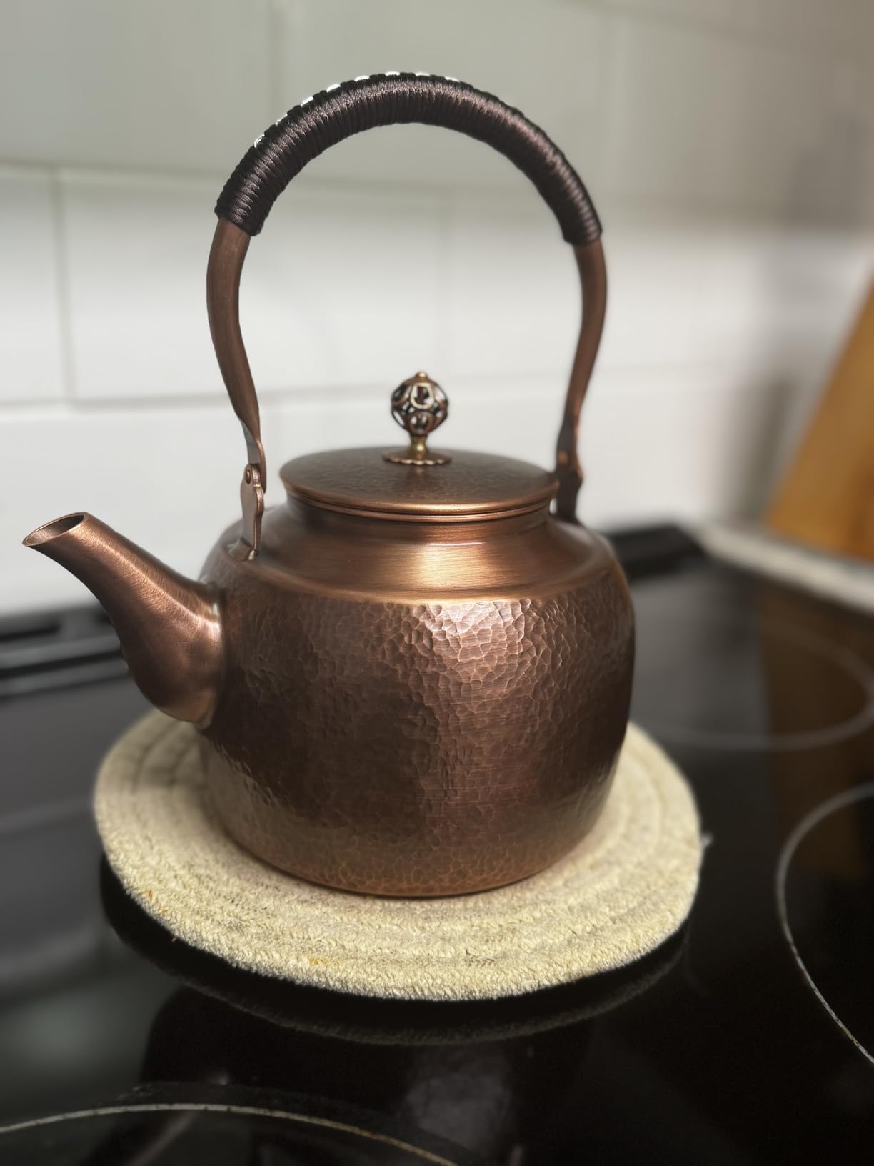Handmade Large Hammer Copper Pot Kettle Stovetop Teapot 1.5mm Thick Pure Red Copper Handmade, 1700 ml - 2.42bl customer photo 1