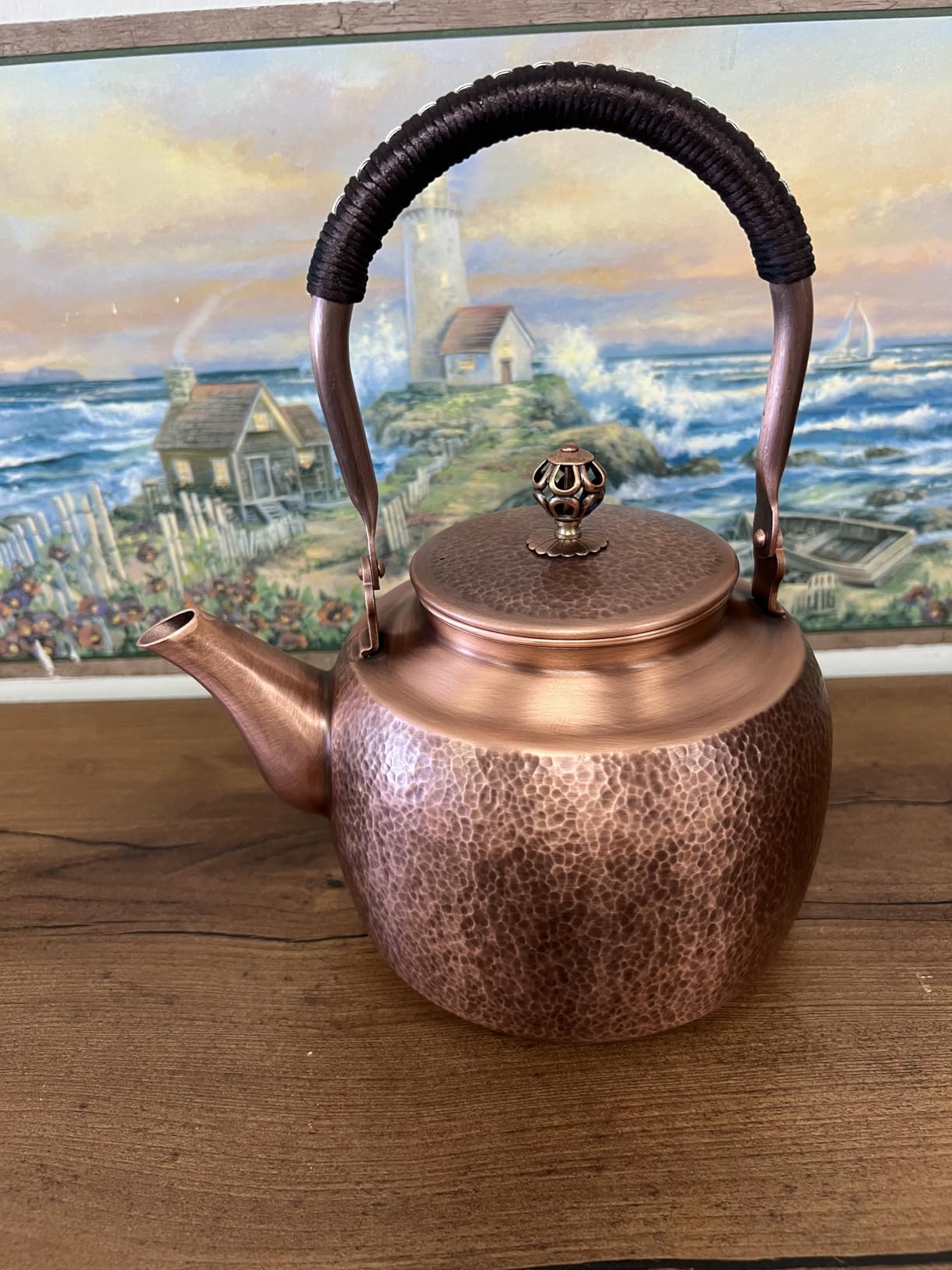 Handmade Large Hammer Copper Pot Kettle Stovetop Teapot 1.5mm Thick Pure Red Copper Handmade, 1700 ml - 2.42bl customer photo 2