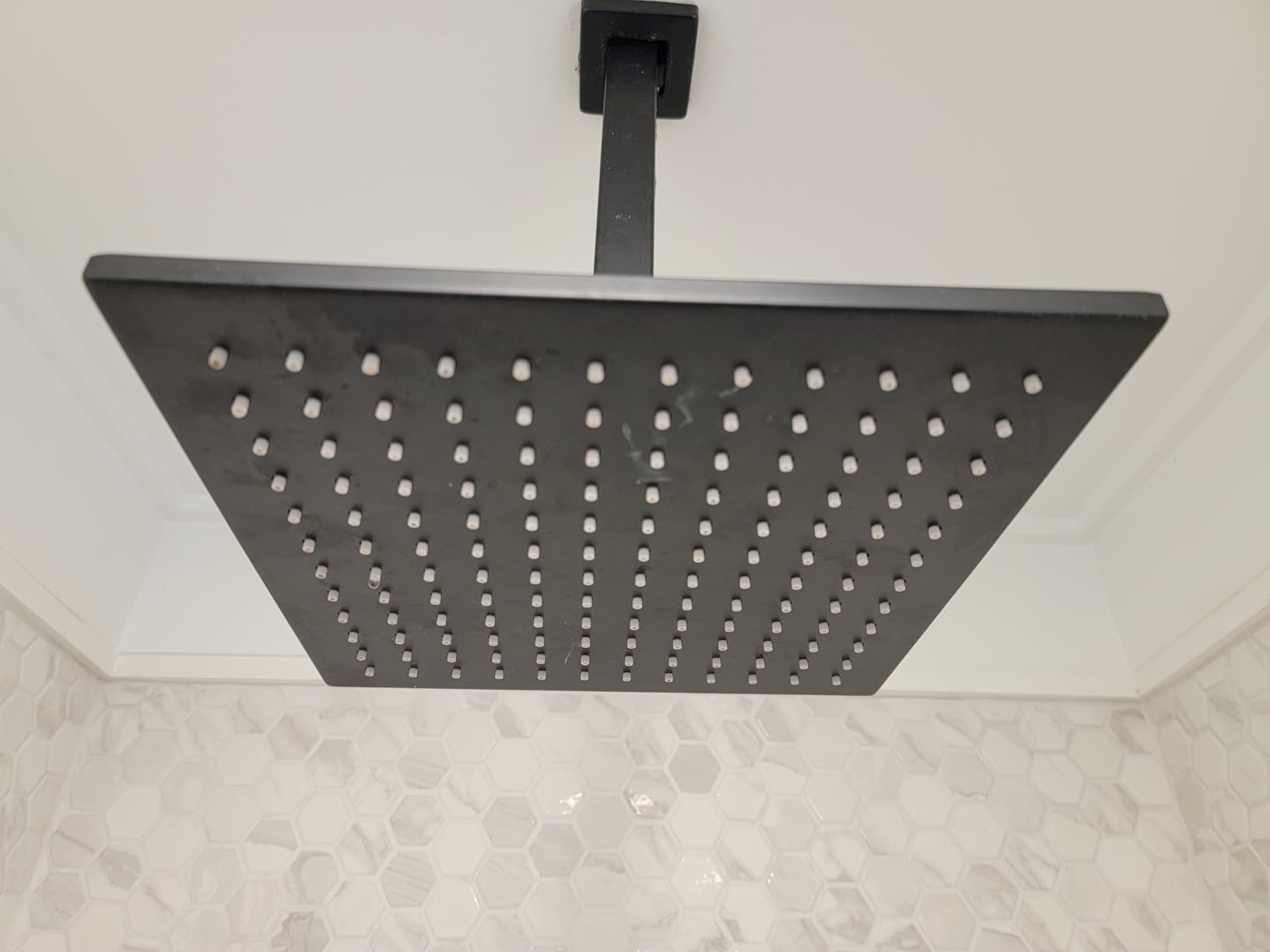 VANFOXLE Shower Faucet Set Matte Black Modern Shower System, Push Button Diverter, 10-Inch Ceiling Mount Rain Head customer photo 1