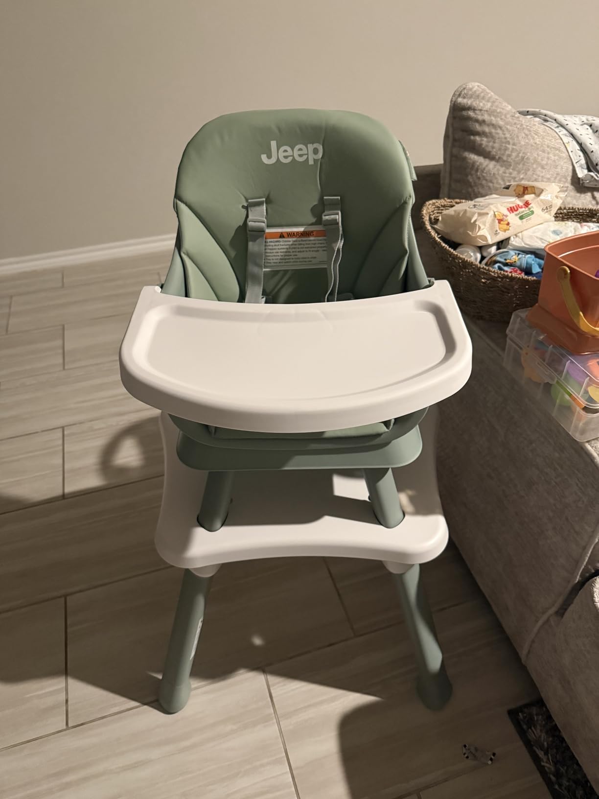 Jeep Milestone 6-in-1 High Chair by Delta Children - High Chair Converts to Stool, Booster Seat, Toddler Chair, Activity Table and Desk and Chair, Sage Green customer photo 1