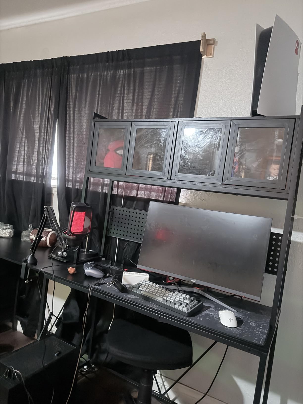 SEDETA L Shaped Gaming Desk with Drawers, L Shaped Computer Desk with Hutch and Storage Shelves, Gaming Desk with Pegboard, Led Lights, and Power Outlet, Home Office Desk, Corner Desk, Black customer photo 1