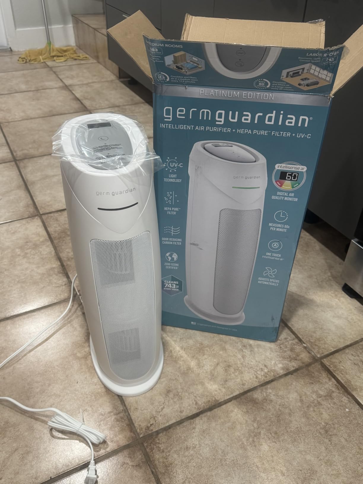 GermGuardian HEPA Large Room Air Purifier for Bedroom, Office, Dorm, and Home - Filters Pet Dander, Dust, Pollen, Smoke, Scents - Air Quality Monitor - AC4880B - 22