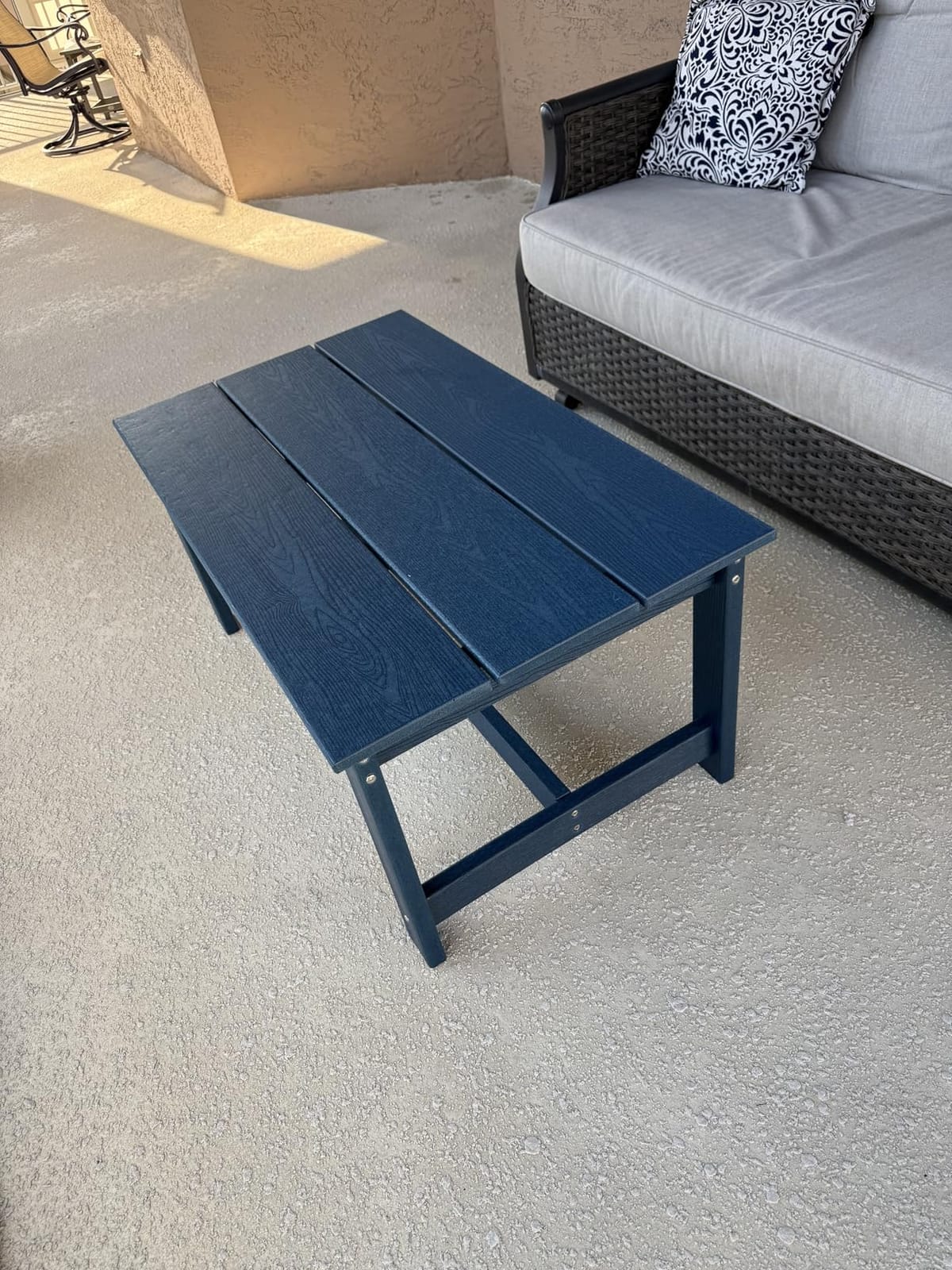 SERWALL HDPE Patio Coffee Table, Rectangle Outdoor Coffee Table, All-Weather Coffee Side Table for Balcony, Poolside, Deck, Garden, Gray customer photo 2