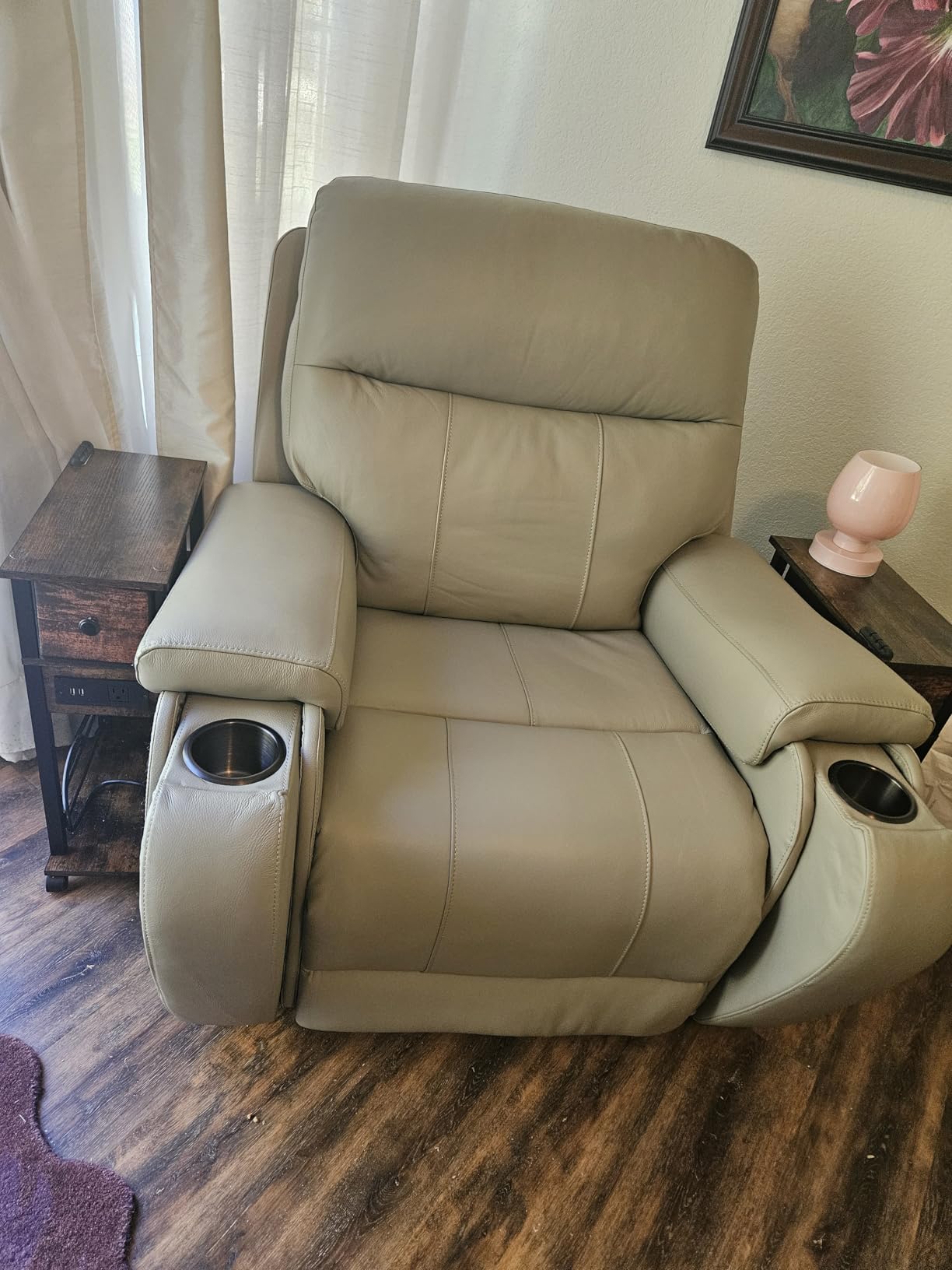 CHITA Oversized Genuine Leather Power Recliner Chair, Zero Gravity, Saddle | Large Recliner for Adults with Adjustable Power Headrest, Hidden Slide-Out Cupholders, USB/Type-C Charging Ports, Lay Flat customer photo 1