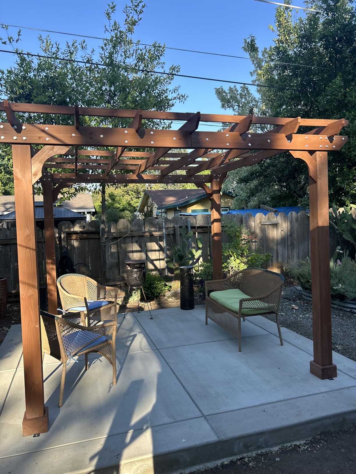 MUPATER 10x12 FT All Cedar Wooden Pergola, Kit with Stakes, Quality Supported Structure, Snow and Wind Supported, Outdoor Pergola with Cedar Framed for Backyard, Deck, Lawn customer photo 2