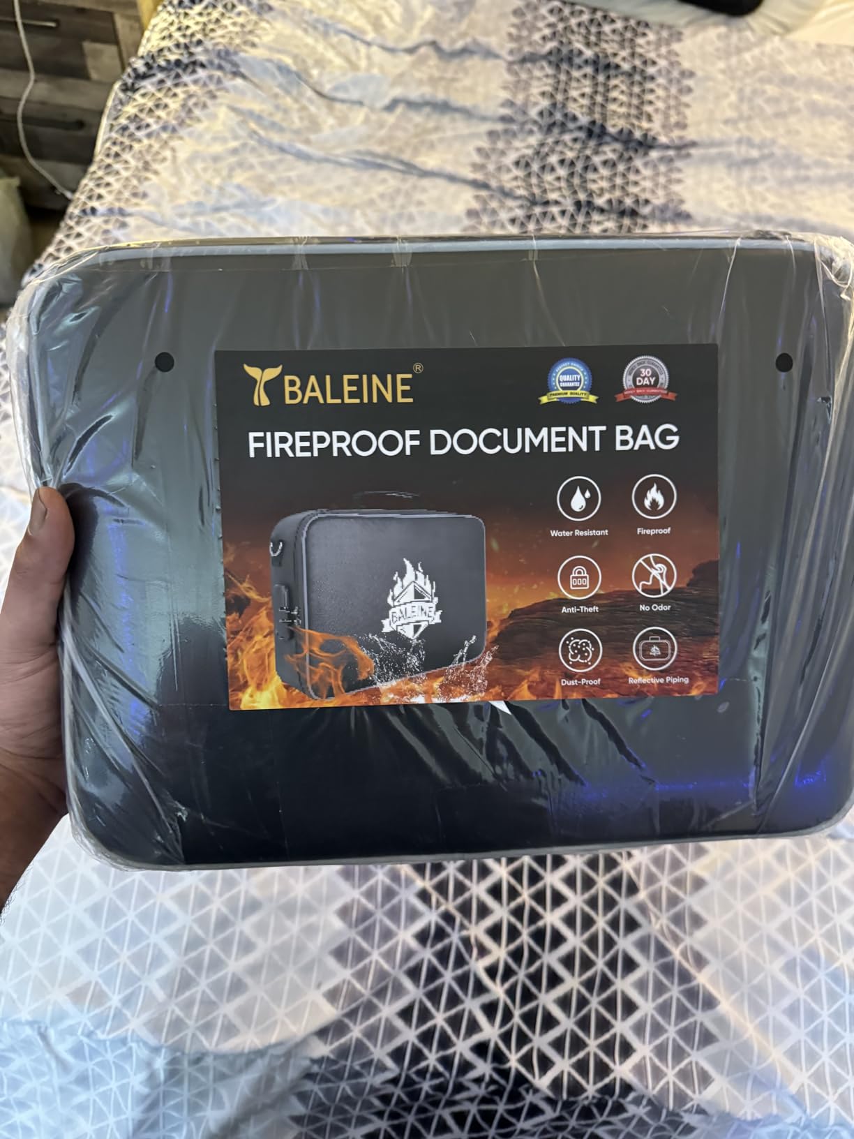 BALEINE Fireproof Document Box with Lock, Waterproof Fire Safe File Bag | Fire Proof Certified, Waterproof Dual Zippers, Combination Lock, Multi-Compartment Storage, File Organizer for Home Office customer photo 1