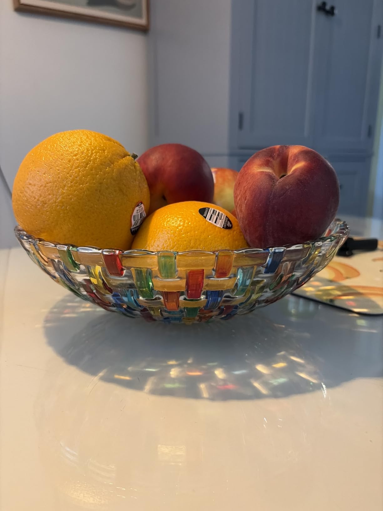 Tlence 2 Pack Colorful Crystal Glass Fruit Bowl for Kitchen Counter, 10