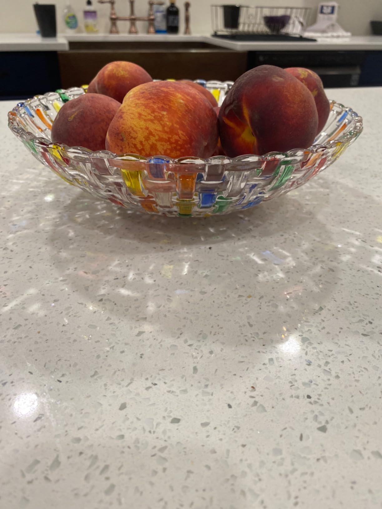 Tlence 2 Pack Colorful Crystal Glass Fruit Bowl for Kitchen Counter, 10