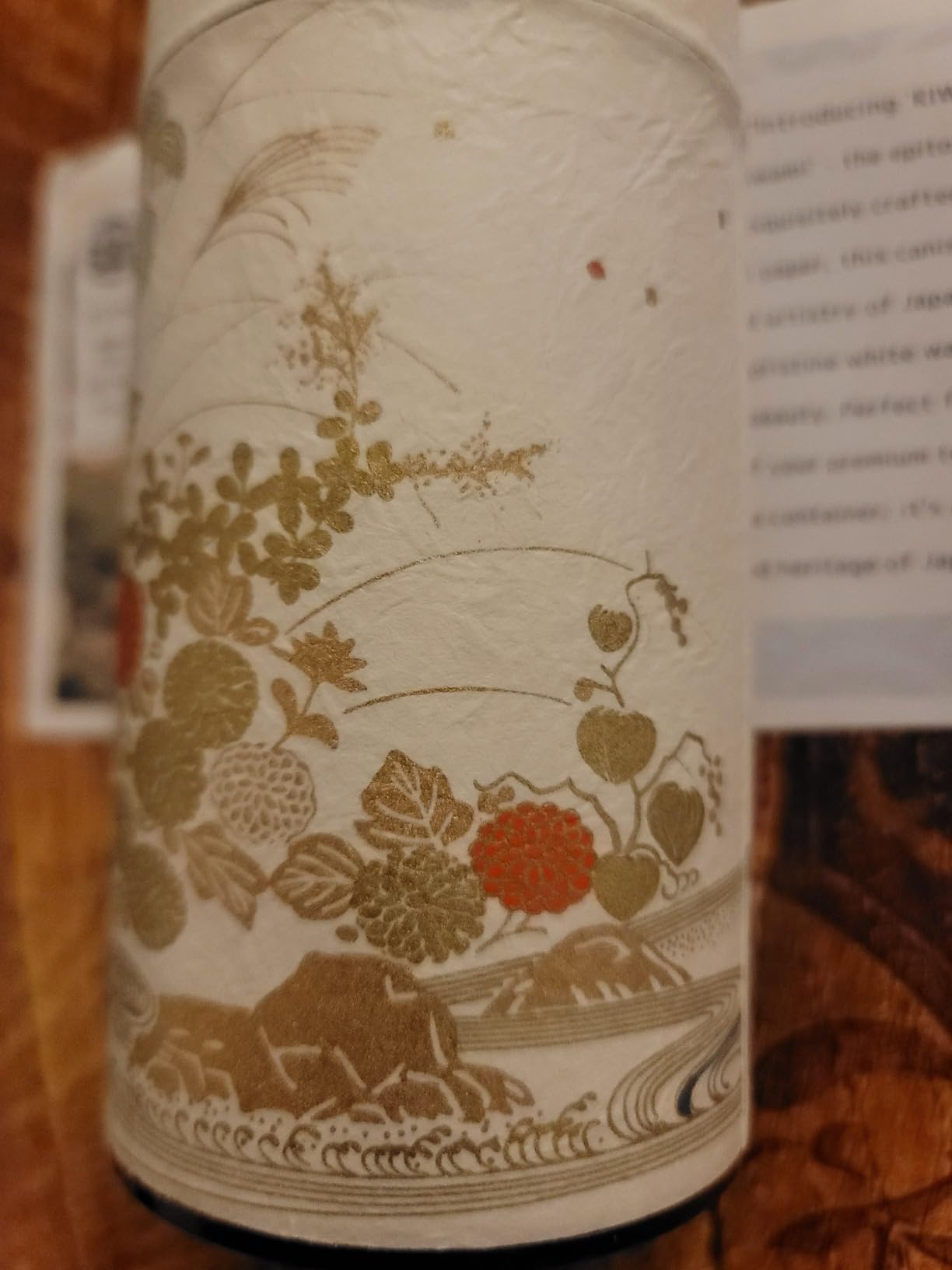 Japanese Tea Canister Double Lid, Japanese Washi Paper Coated with Capacity of 6.2oz(175g), Japanese Green Tea Container, kaen(青) customer photo 1