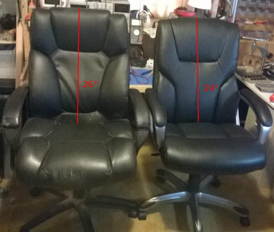 Amazon Basics Executive High Back Office Chair, Adjustable Height, Tilt, Swivel, Padded Seat, Bonded Leather, Wheels, Black/Silver customer photo 1