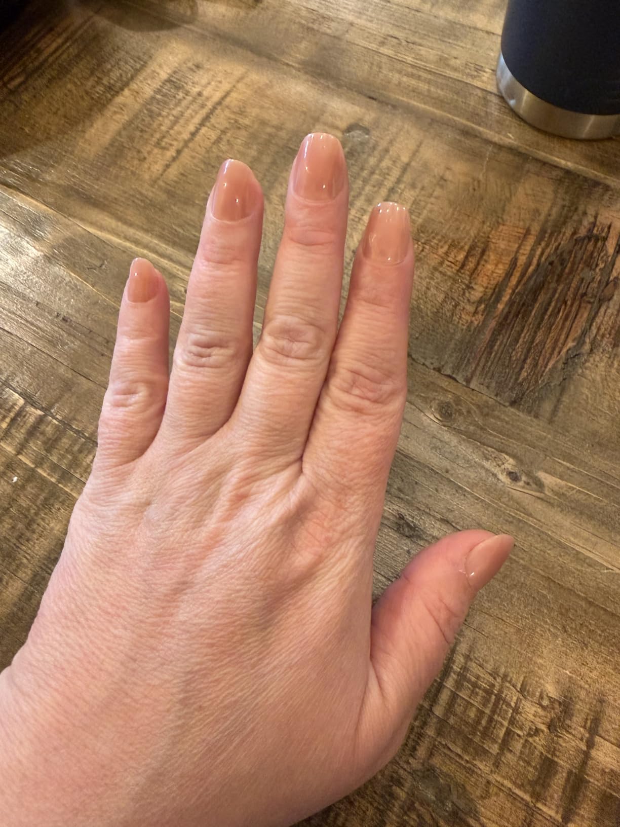 CurvLife Extra Short Oval Press On Nails, Nude Peach Pink, Soft Gel customer photo 1