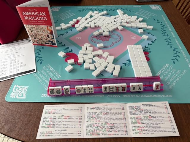 ZGME American Mahjong Set, 166 White Tiles with Red Bag and Accessories, 4 All-in-One Mahjong Racks with Pushers, Complete Western Mahjong Set customer photo 1
