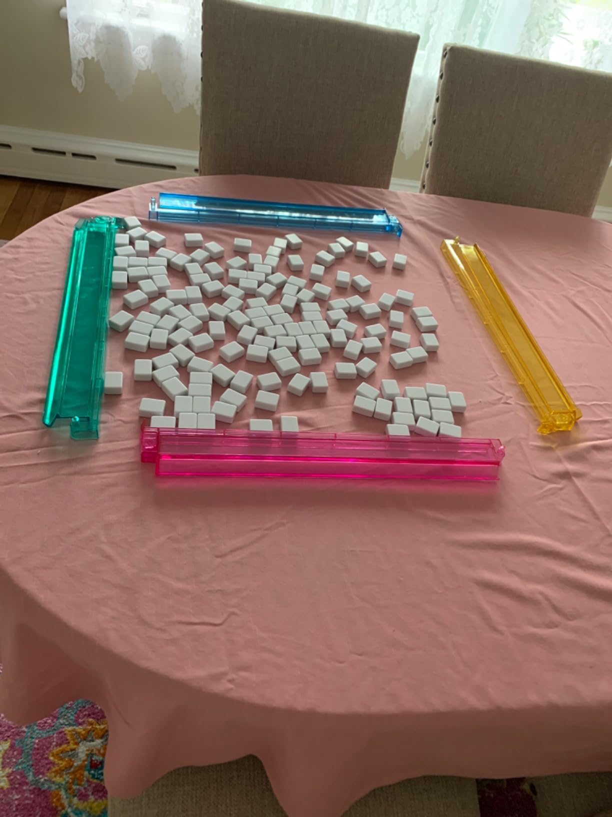ZGME American Mahjong Set, 166 White Tiles with Red Bag and Accessories, 4 All-in-One Mahjong Racks with Pushers, Complete Western Mahjong Set customer photo 2
