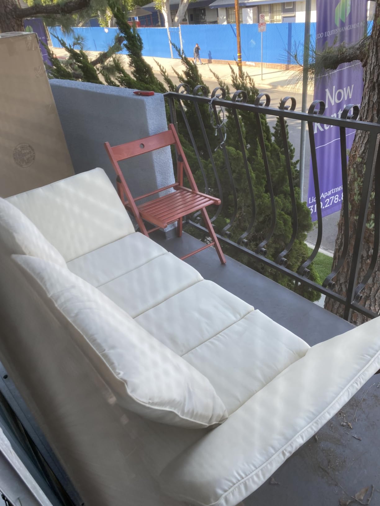 Devoko Outdoor Couch Acacia Wood Outdoor Sofa Balcony Furniture (Grey) | Adjustable Armrests Outdoor Loveseat, Convertible Patio Couch with Removable Cushions & Pillows for Patio, Porch, Poolside customer photo 2