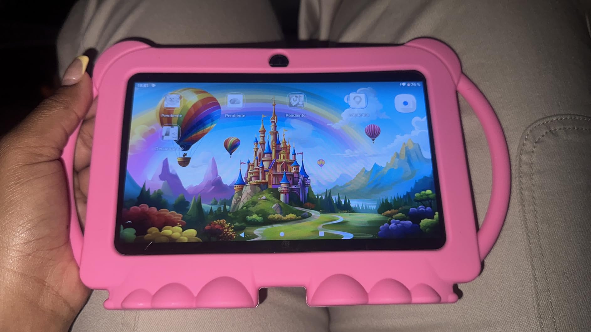 PEICHENG Kids Tablet 7 inch Android 12.0 for Toddler, 4GB RAM 32GB ROM Bluetooth IPS Screen Parental Control Dual Camera Shockproof Case for Educational Games, Blue customer photo 2