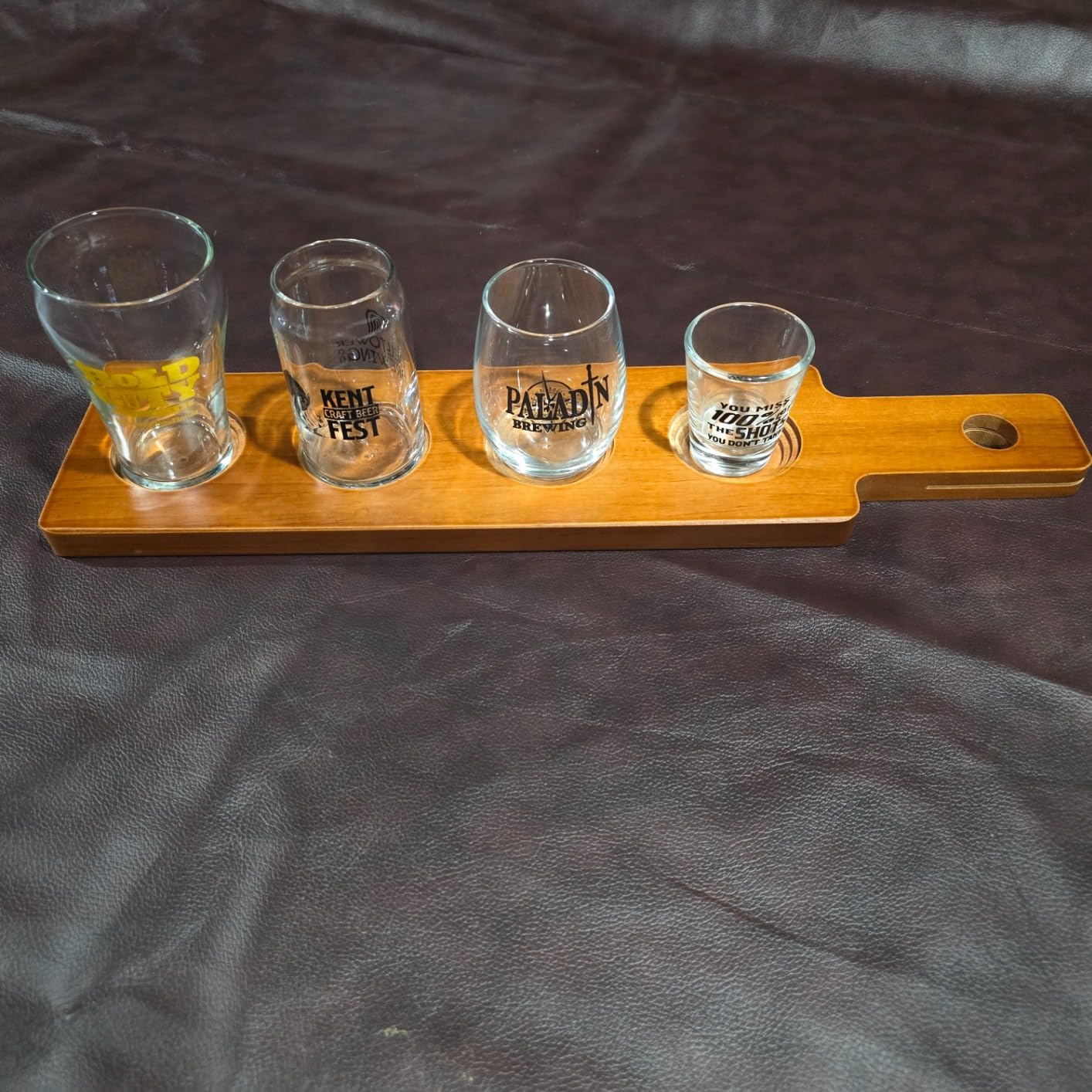 LZMS 6-Pack Walnut Flight Boards, Double-Sided Beer & Whiskey Tasting Paddles with 2.25
