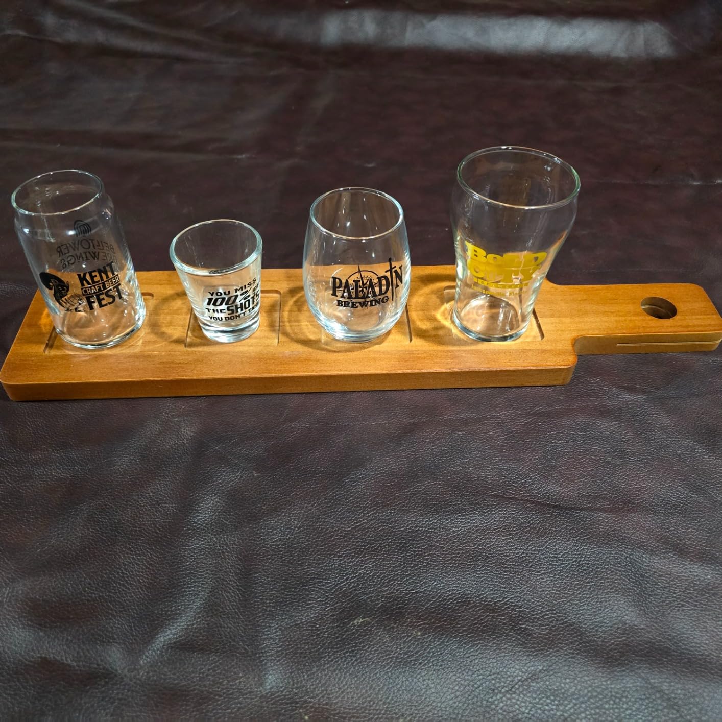 LZMS 6-Pack Walnut Flight Boards, Double-Sided Beer & Whiskey Tasting Paddles with 2.25