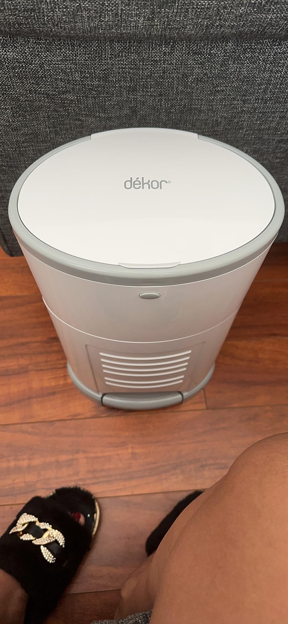 Diaper Dekor EKO MINI Diaper Pail, White, ONLY Eco-Friendly Diaper Pail Made with 70% Recycled Materials, Hands-Free: Step-Drop-Done, Cost-Effective Refill System customer photo 1