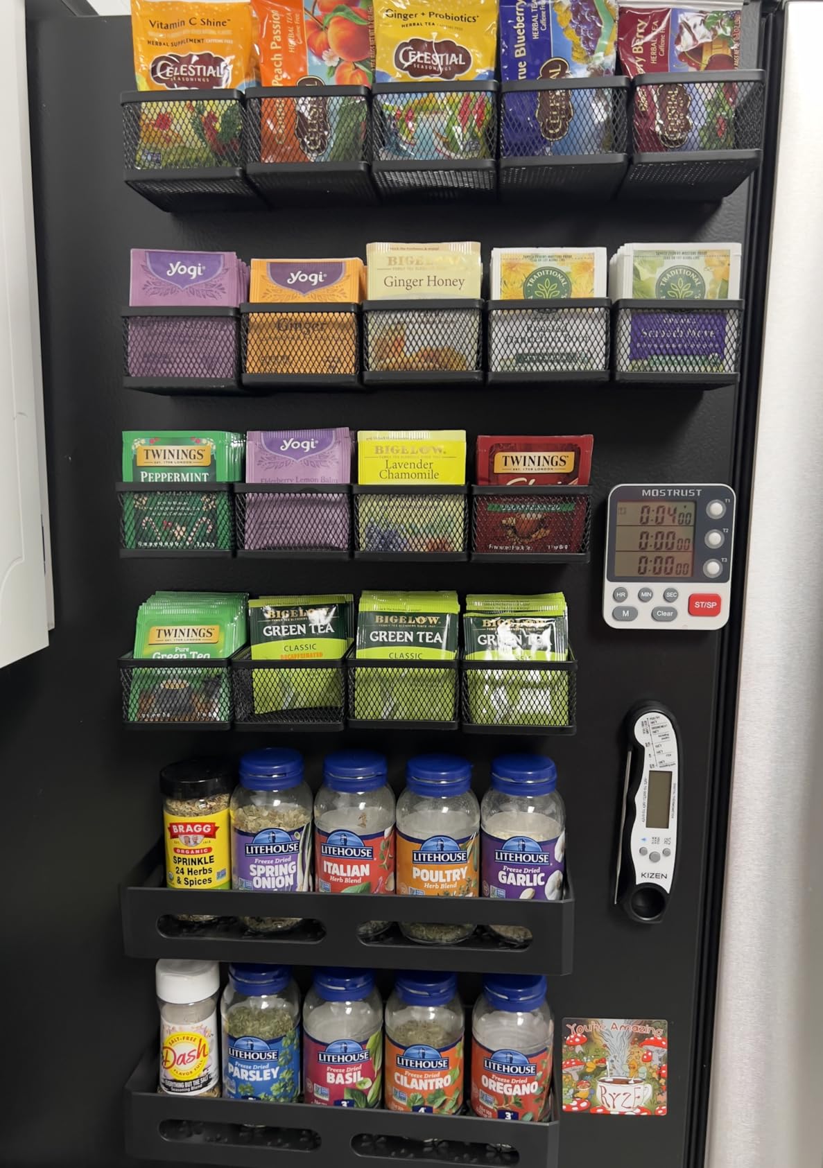Magnetic Tea Bag Organizer - 6-Piece Metal Tea Organizer for Refrigerator, Kitchen Shelf and Counter, Stylish & Space Saving Tea Organizers and Storage customer photo 1