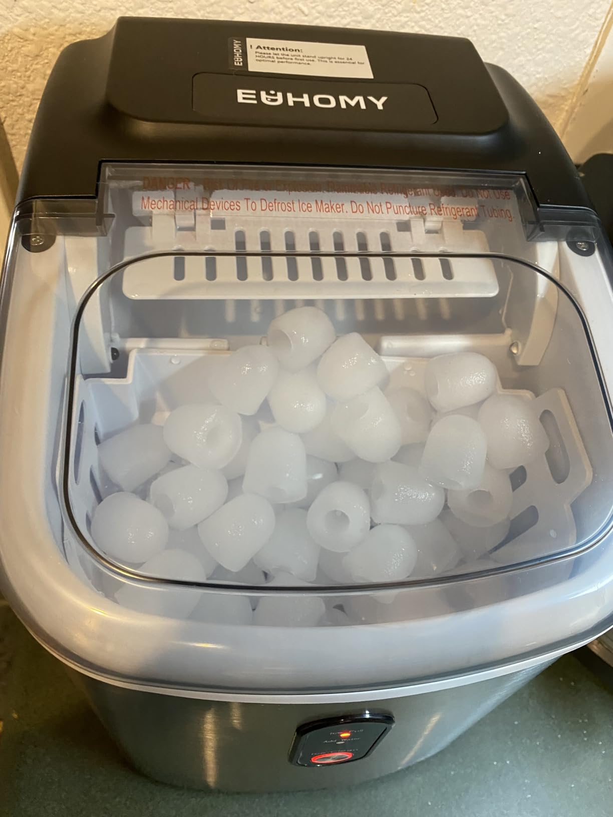 EUHOMY Ice Maker Countertop with Handle, 9 Ice Cubes Ready in 6 Mins | 26.5lbs Daily, Self-Cleaning, Portable Ice Maker Machine with Basket & Scoop, for Home/Kitchen/Camping/RV,Silver customer photo 2