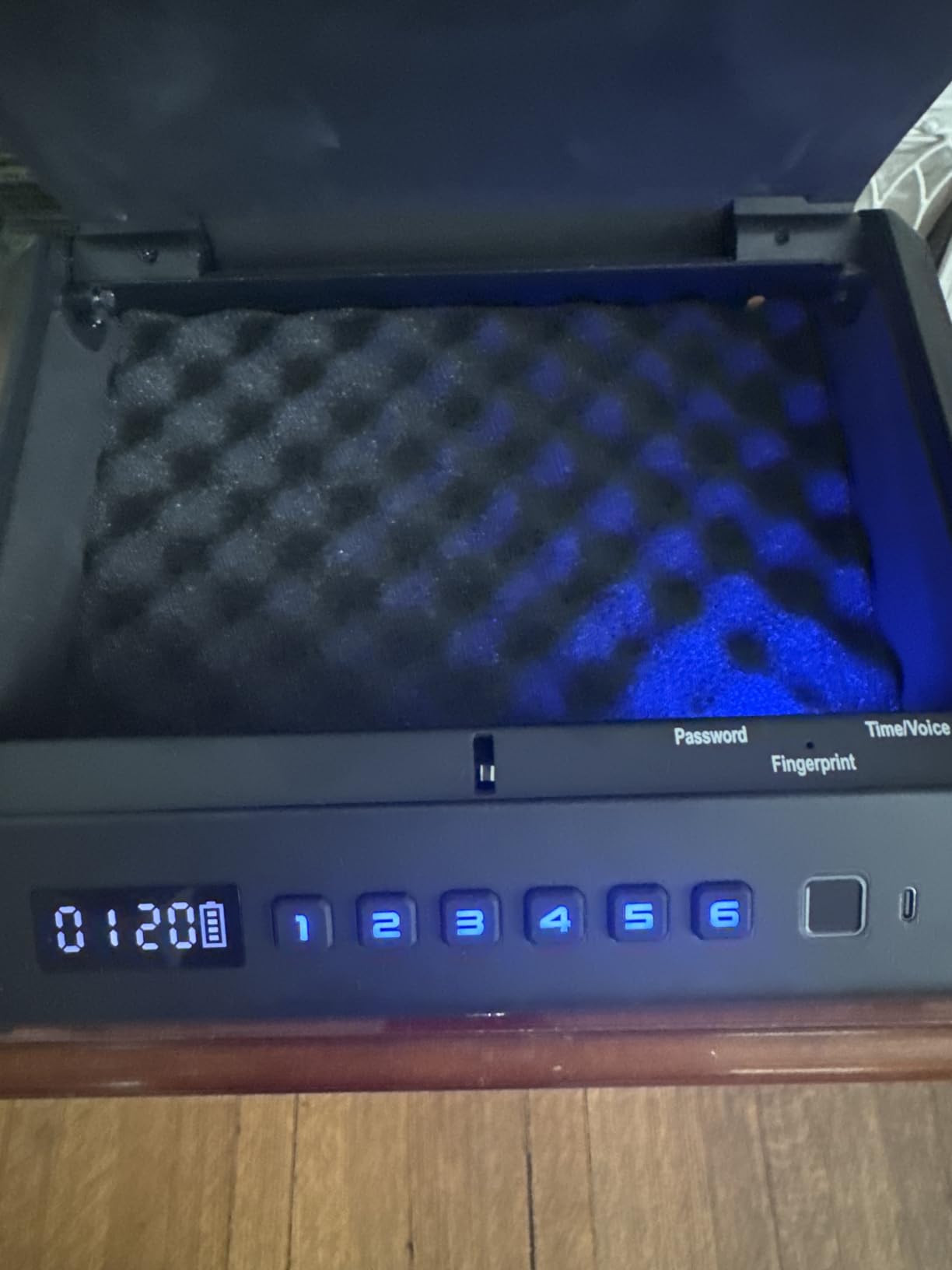 Large Biometric Gun Safe for Pistols, 100 Sets of Fingerprint Handgun Safe with Internal Light & Silent Mode, Gun Lock Box for Home Bedroom Bedside Nightstand and Car customer photo 2