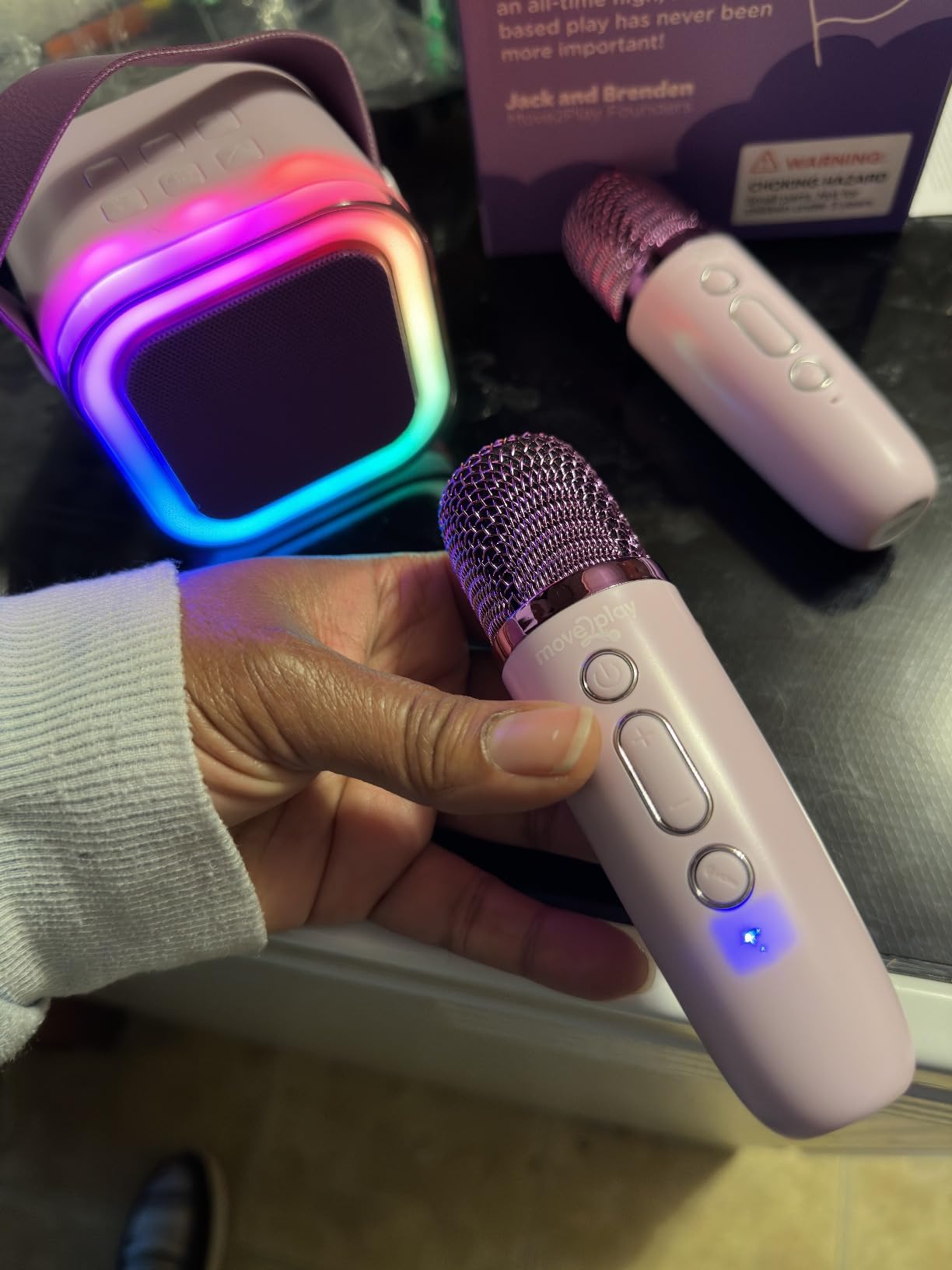 Move2Play, Karaoke Machine for Kids | Includes 20+ Kid Songs | 2 Microphones | Connect with Bluetooth | 3, 4, 5, 6, 7+ Year Old Gift | Toy for Girls, Boys, & Toddler | Birthday Present customer photo 1
