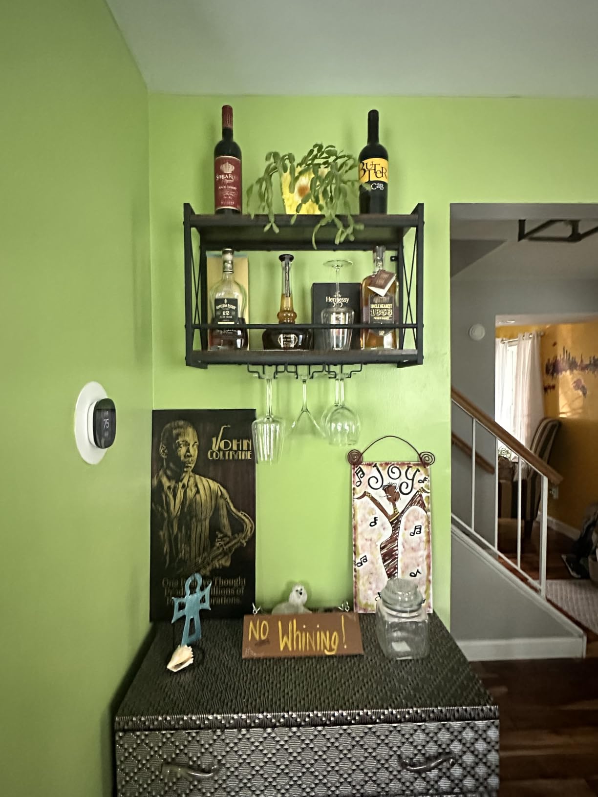 Homeiju Wall Mounted Wine Rack, Bottle & Glass Holder Wood-Metal Retro Wine Rack customer photo 1