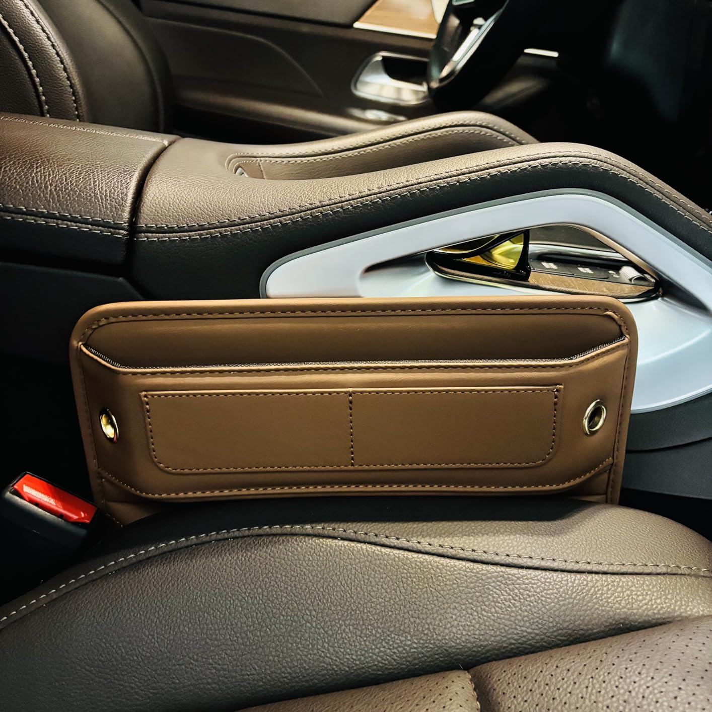 Universal Fit Premium Leather Car Seat Gap Filler Organizer, Center Console Organizer with Card Slots, Clever Gifts for Car SUV Truck Owners (Black, 2 Pack) customer photo 1
