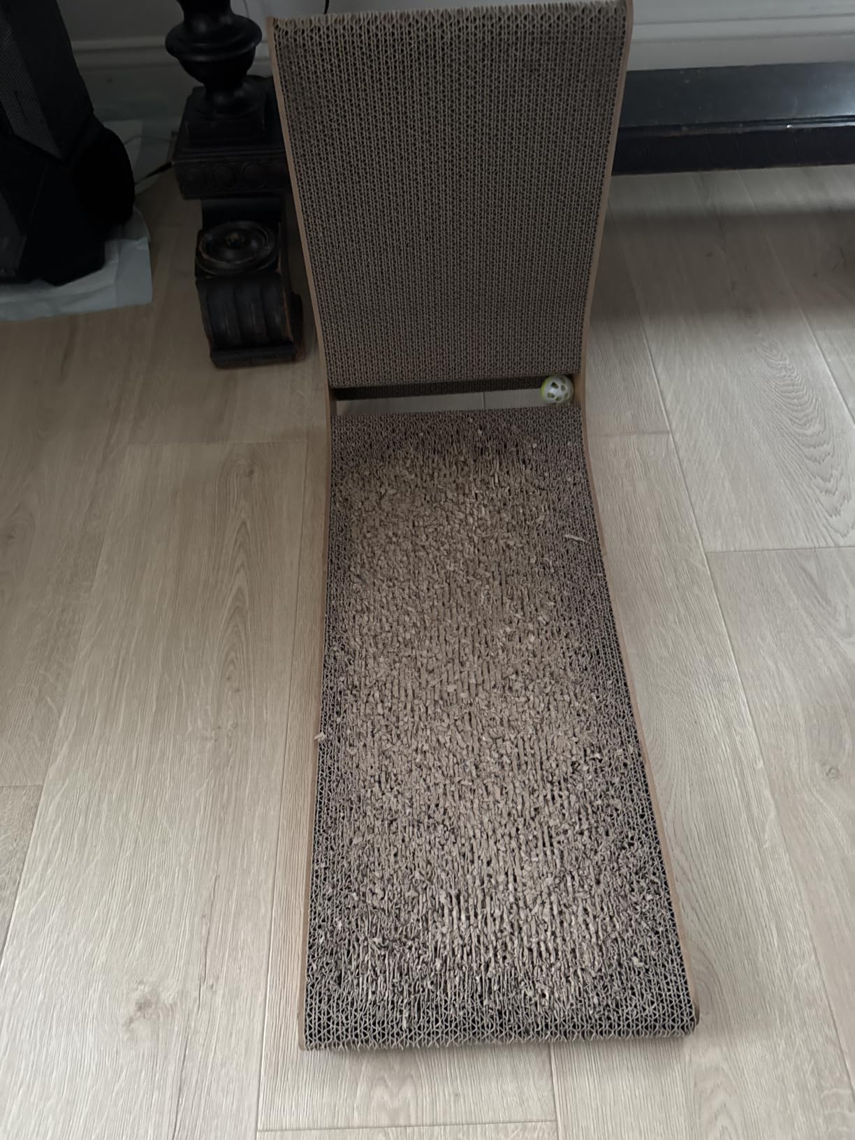 EHEYCIGA Cardboard Cat Scratcher for Indoor Cats, 26.8 Inch, Brown | L Shaped Scratching Post, Vertical Cat Scratching Board with Ball Cat Toy, Furniture Protector, Large Cat Scratch Pad customer photo 2