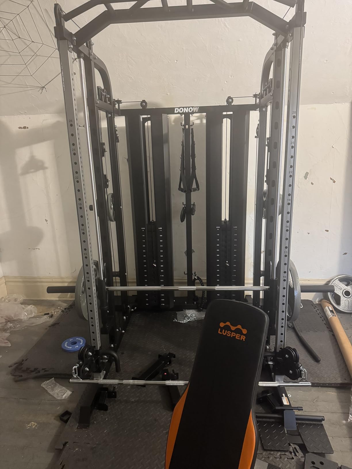 DONOW Smith Machine with Weight Stacks Home Gym System Cable Crossover | Multi Function, All in One, Heavy Duty, Lat Pulldown Bench, Hip Thrust Attachment, Smooth Smith Bar and Cable System customer photo 1