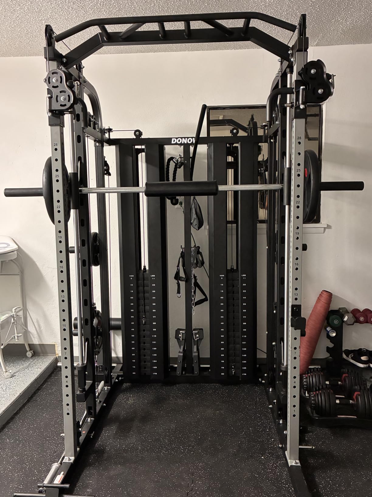DONOW Smith Machine with Weight Stacks Home Gym System Cable Crossover | Multi Function, All in One, Heavy Duty, Lat Pulldown Bench, Hip Thrust Attachment, Smooth Smith Bar and Cable System customer photo 2