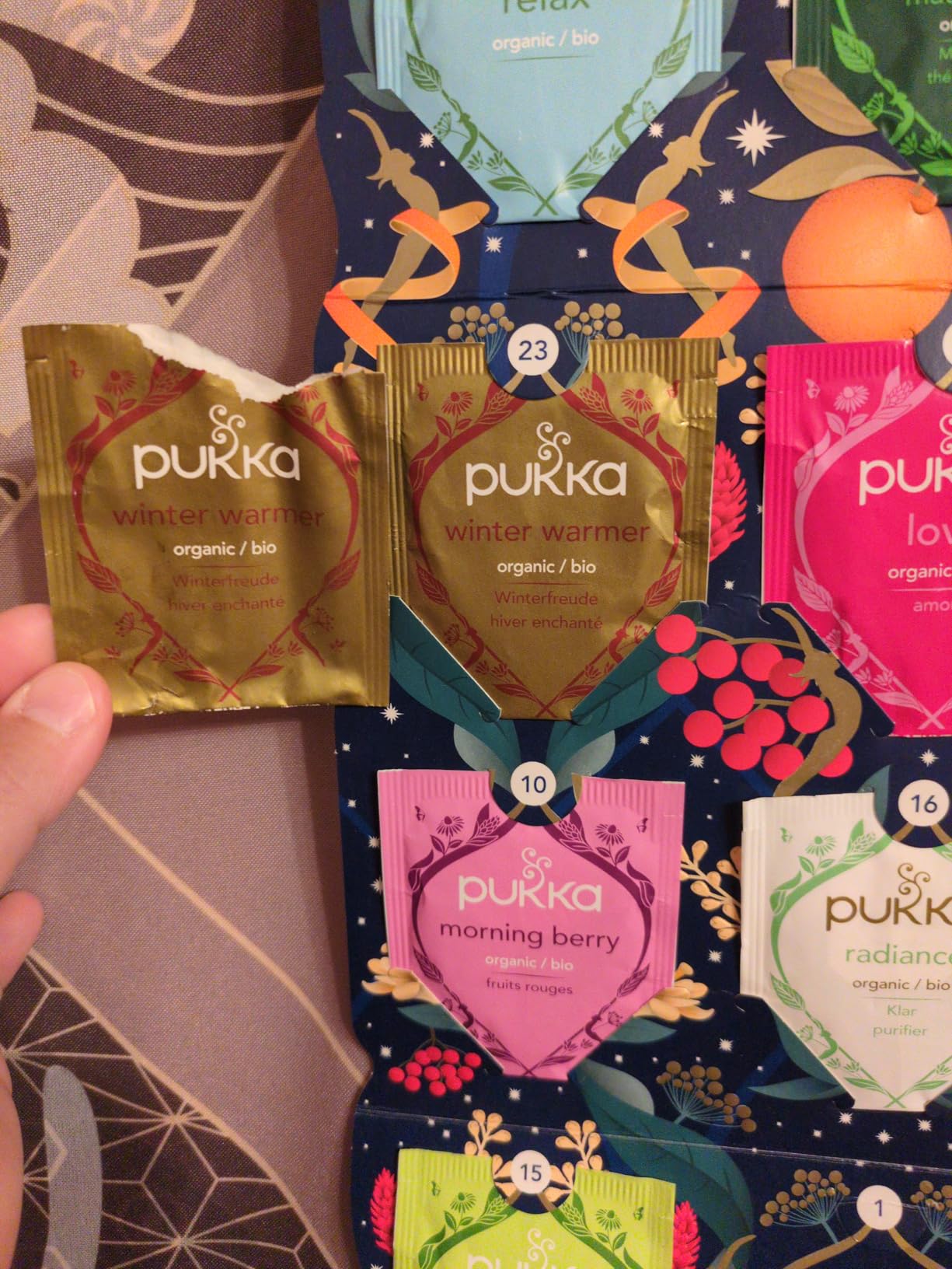 Pukka Christmas Tea Sampler, Selection of 24 Delightful Black & Green Tea Infusions, Advent Calendar Holiday Gift Set for Tea Lovers, 100% Organic customer photo 1