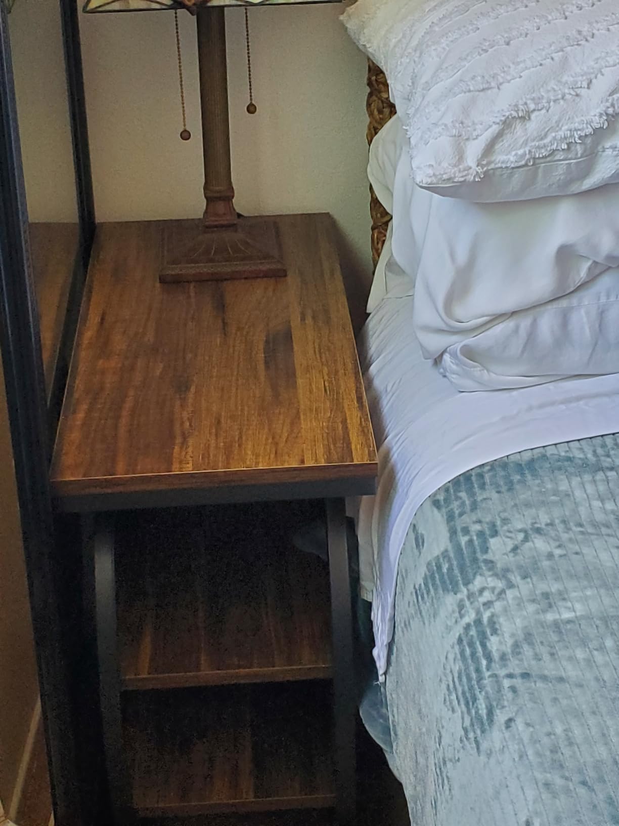 Tribesigns End Table for Living Room, 3-Tier Narrow Side Table with Storage, Wood Sofa Side Table with Geometric Metal Frame, Industrial Nightstand and Bedside Table for Bedroom customer photo 1