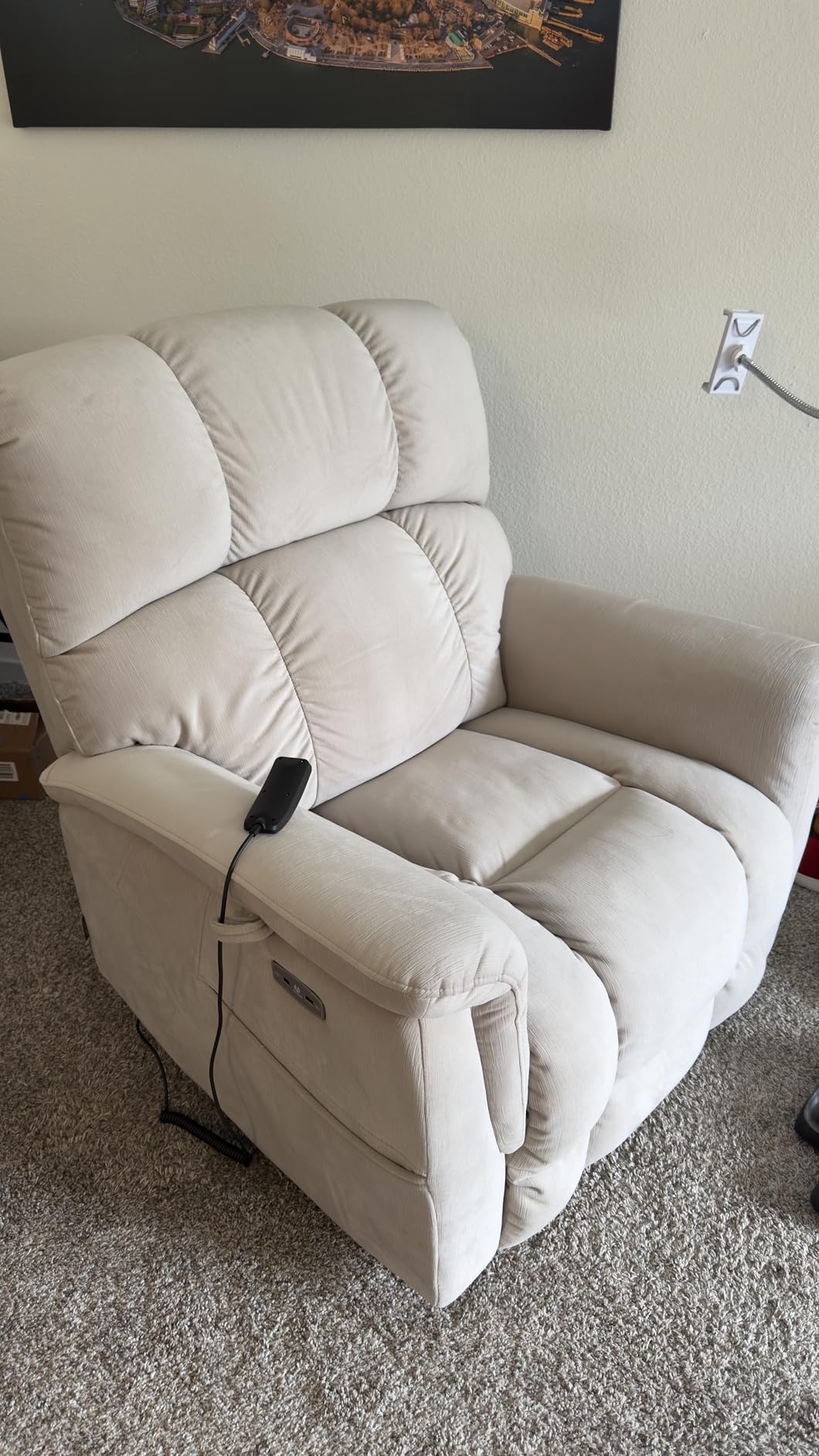 MCombo Oversized Power Lift Recliner Chair for Elderly, Lay Flat R7166 | Zero Gravity, Lumbar & Seat Heating and Massage, Infinite Position, For Big and Tall, USB Charging Ports, Pet-friendly Fabric customer photo 2