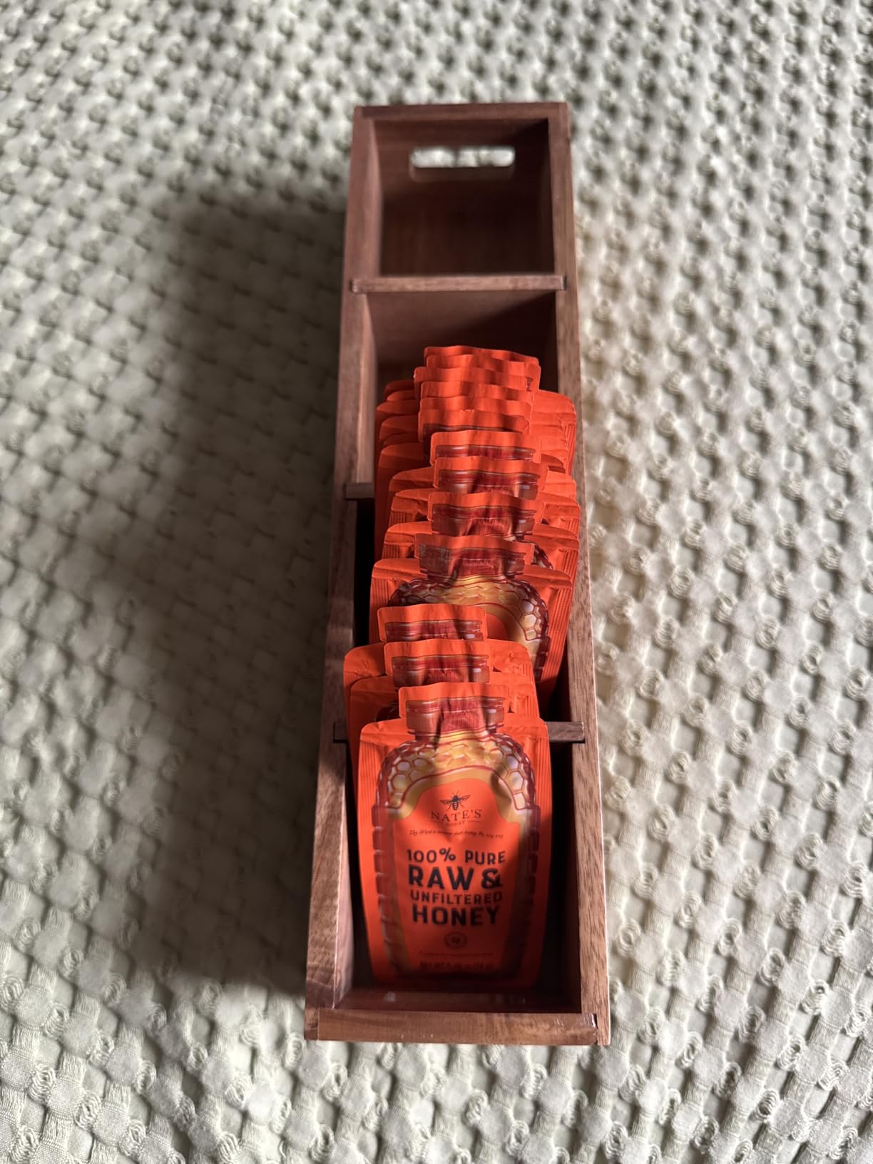 Acacia Wood Tea Bag Organizer with 4 Slots - Tea Bag Holder and Tea Organizer, Sugar Packet Storage for Countertops customer photo 1