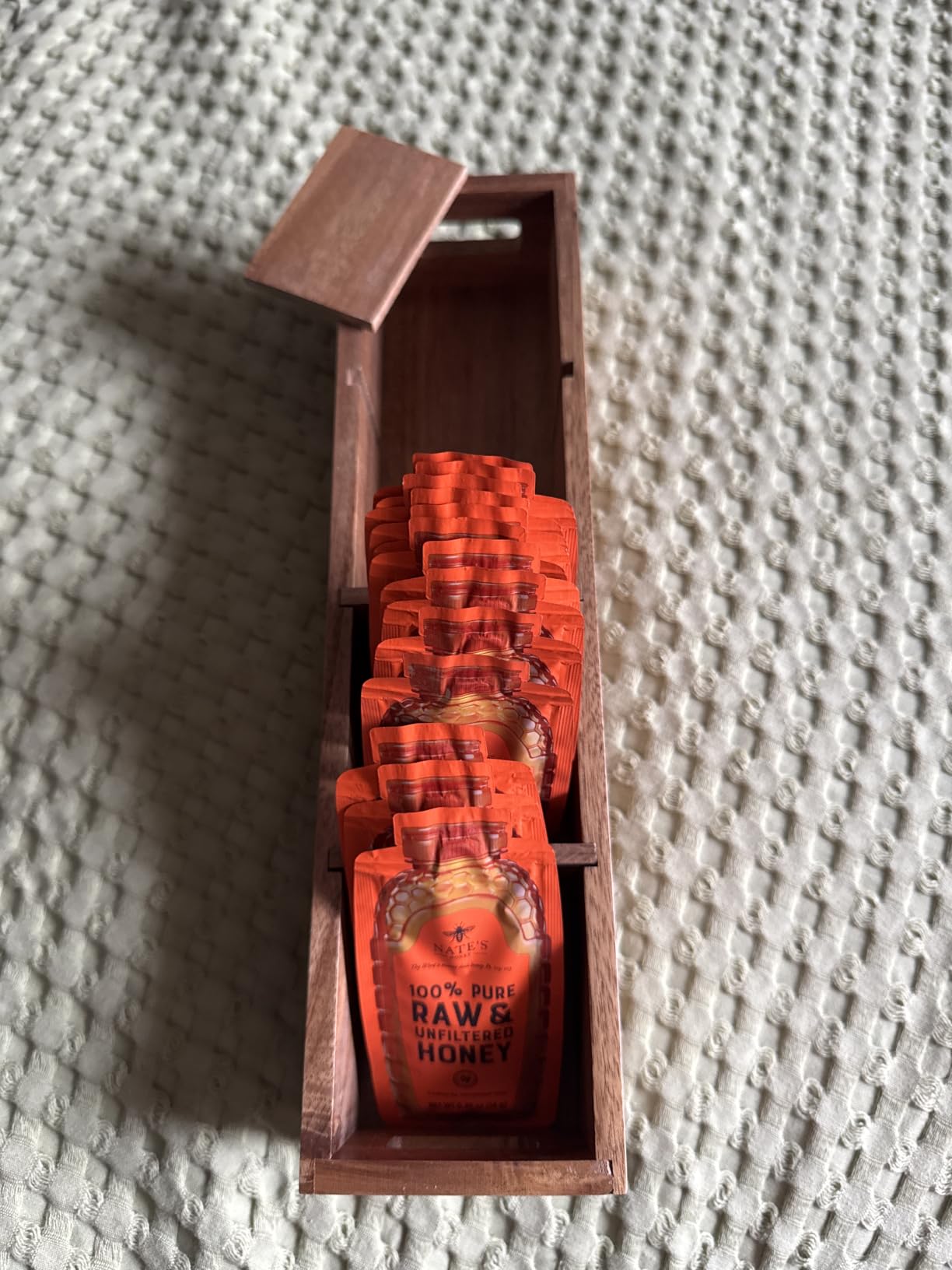 Acacia Wood Tea Bag Organizer with 4 Slots - Tea Bag Holder and Tea Organizer, Sugar Packet Storage for Countertops customer photo 2
