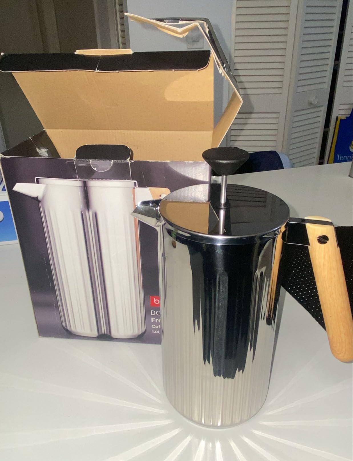 Bodum 34 oz Douro Double Wall French Press Coffee Maker, Polished Stainless Steel customer photo 1