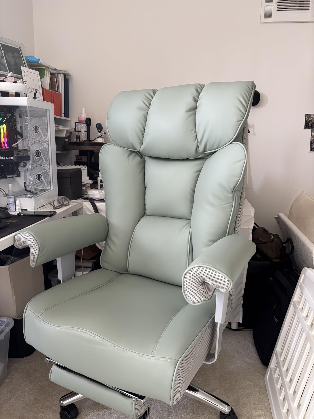 Efomao Big and Tall Office Chair 400lbs - Heavy Duty Executive Desk Chair with Foot Rest & 23