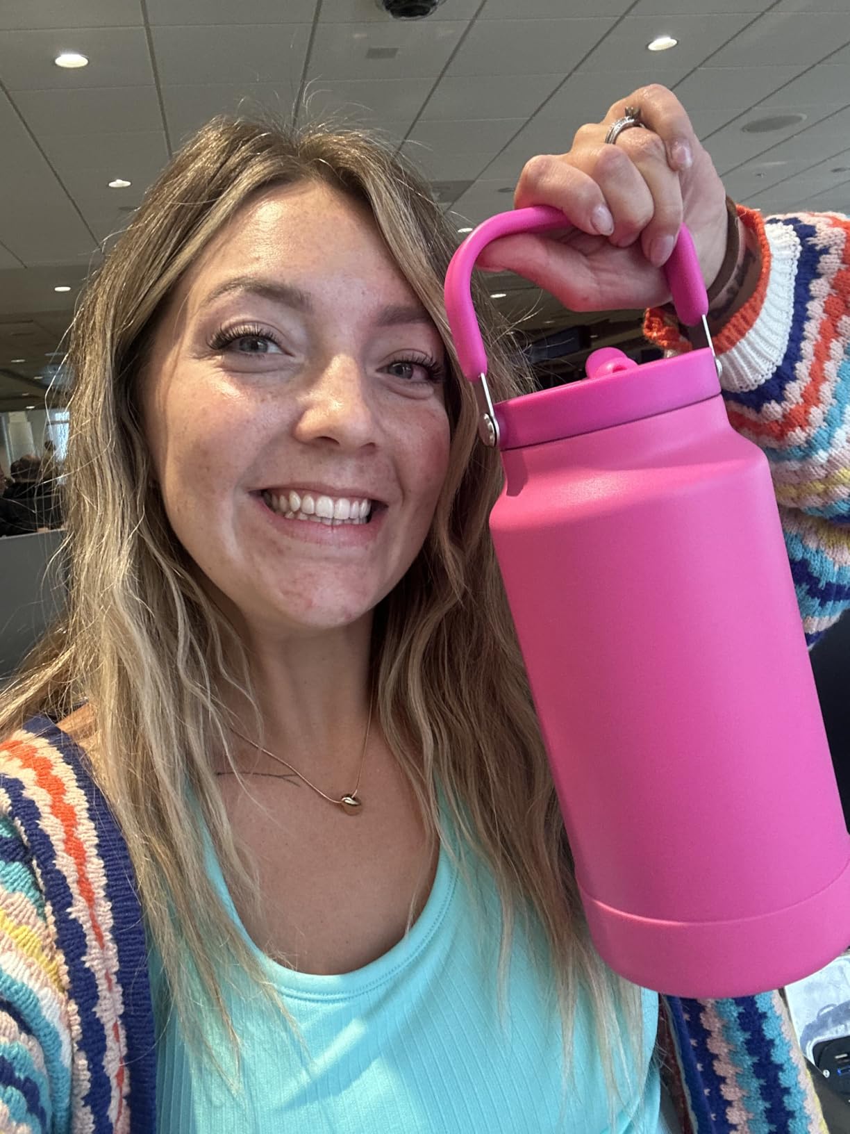 Simple Modern Trek Pivot | Half Gallon Water Bottle Jug with Handle & Boot | Interchangeable Straw & Chug Lids | Large Insulated Stainless Steel | Sports Camping Outdoors | 64oz, Almond Birch customer photo 2